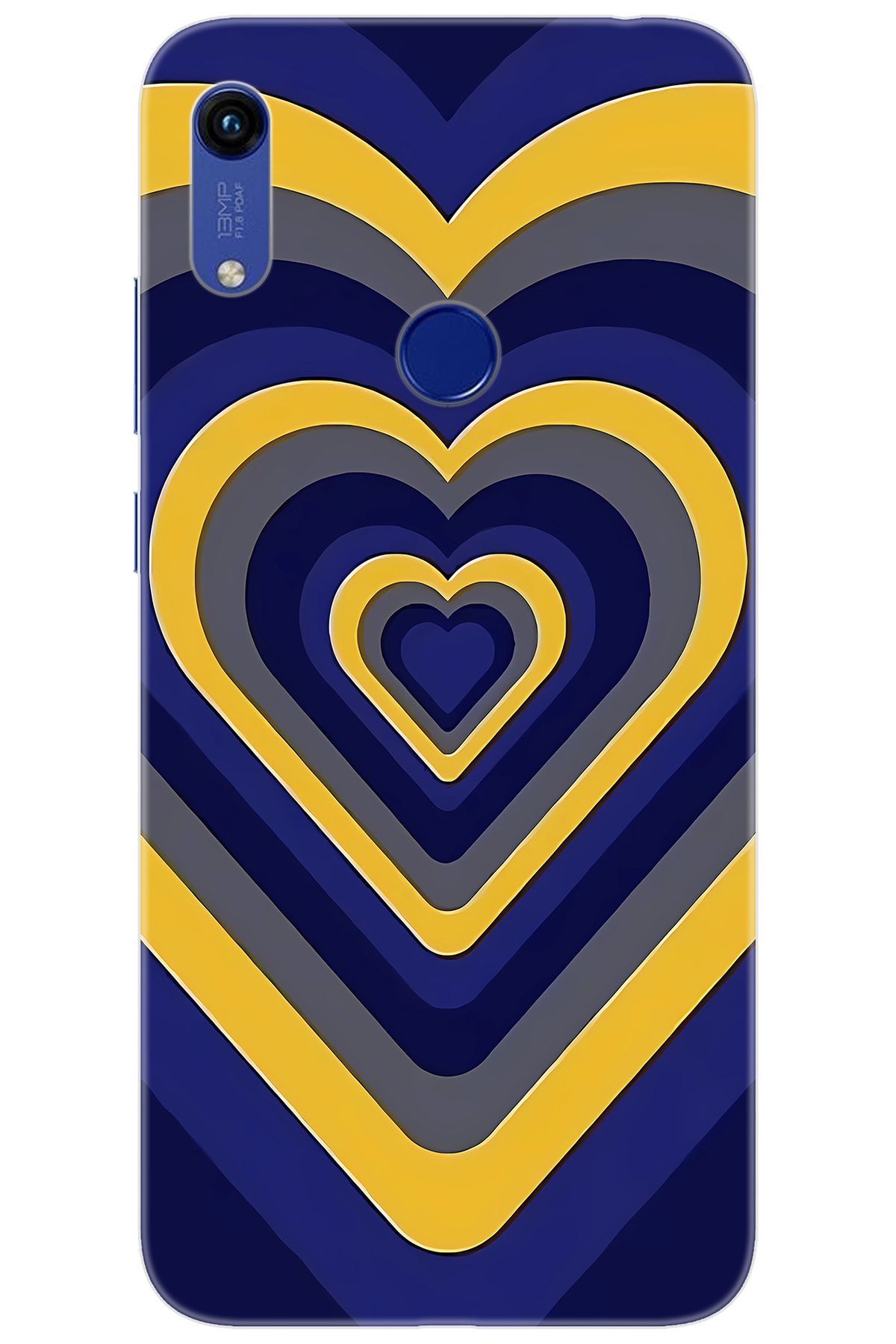 Ceppare Huawei Y6 PRO 2019 (MRD-LX2) Uyumlu Kılıf Desenli Silikon Sarı Lacivert Kalp STK:1003 CP-flYpEIB