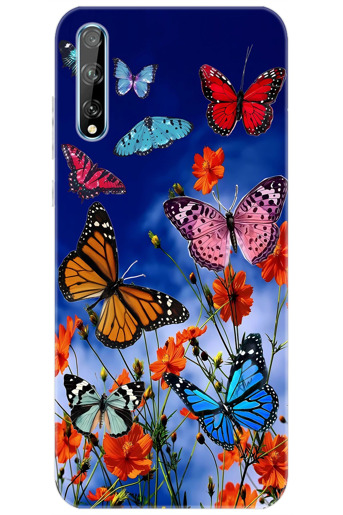 Ceppare Huawei Y8P (AQM-LX1) Uyumlu Kılıf Desen Baskılı Silikon Renkli Kelebekler STK:741 CP-TA80eHc