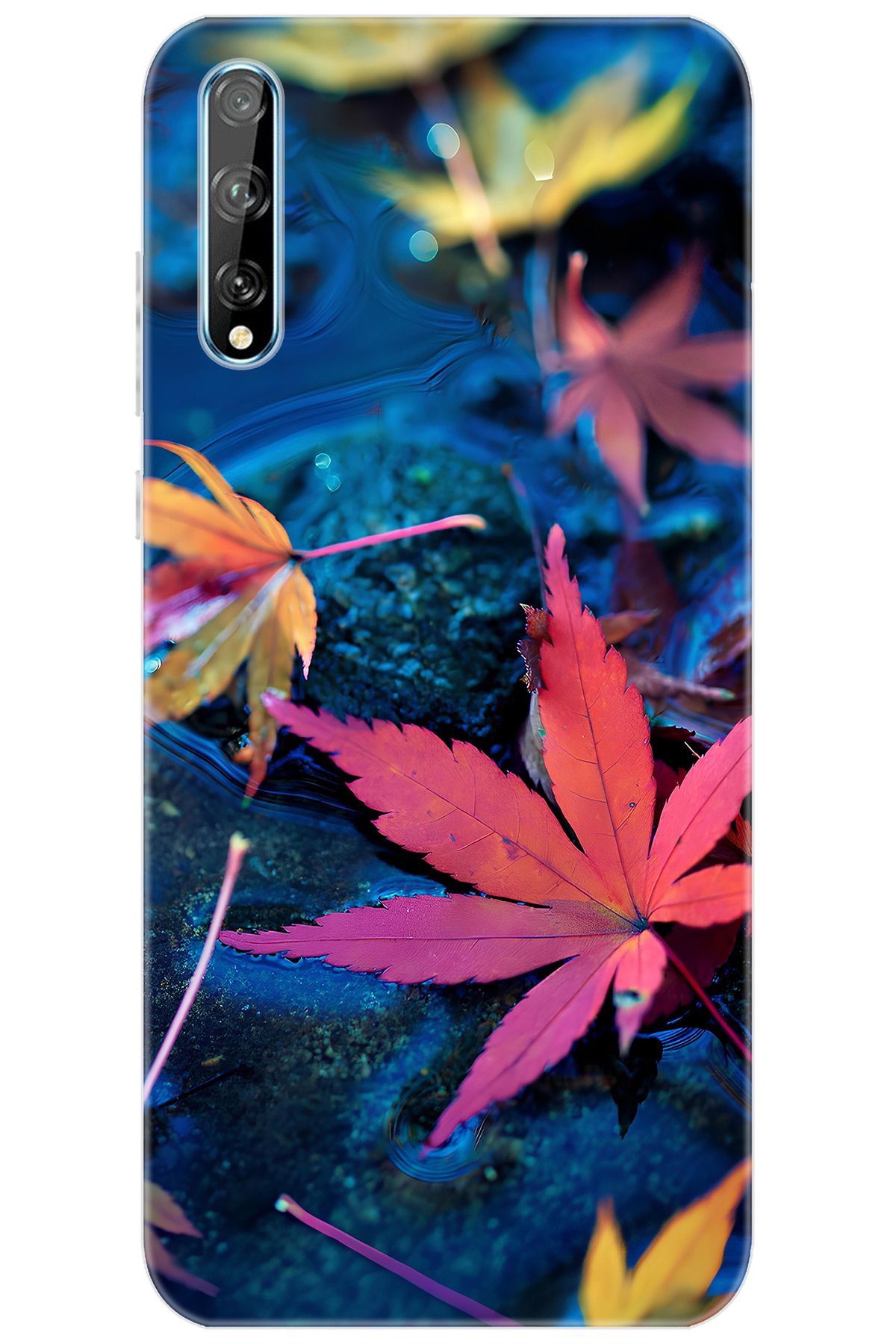 Ceppare Huawei Y8P (AQM-LX1) Uyumlu Kılıf Desen Baskılı Silikon Yapraklar STK:702 CP-ztbS10i