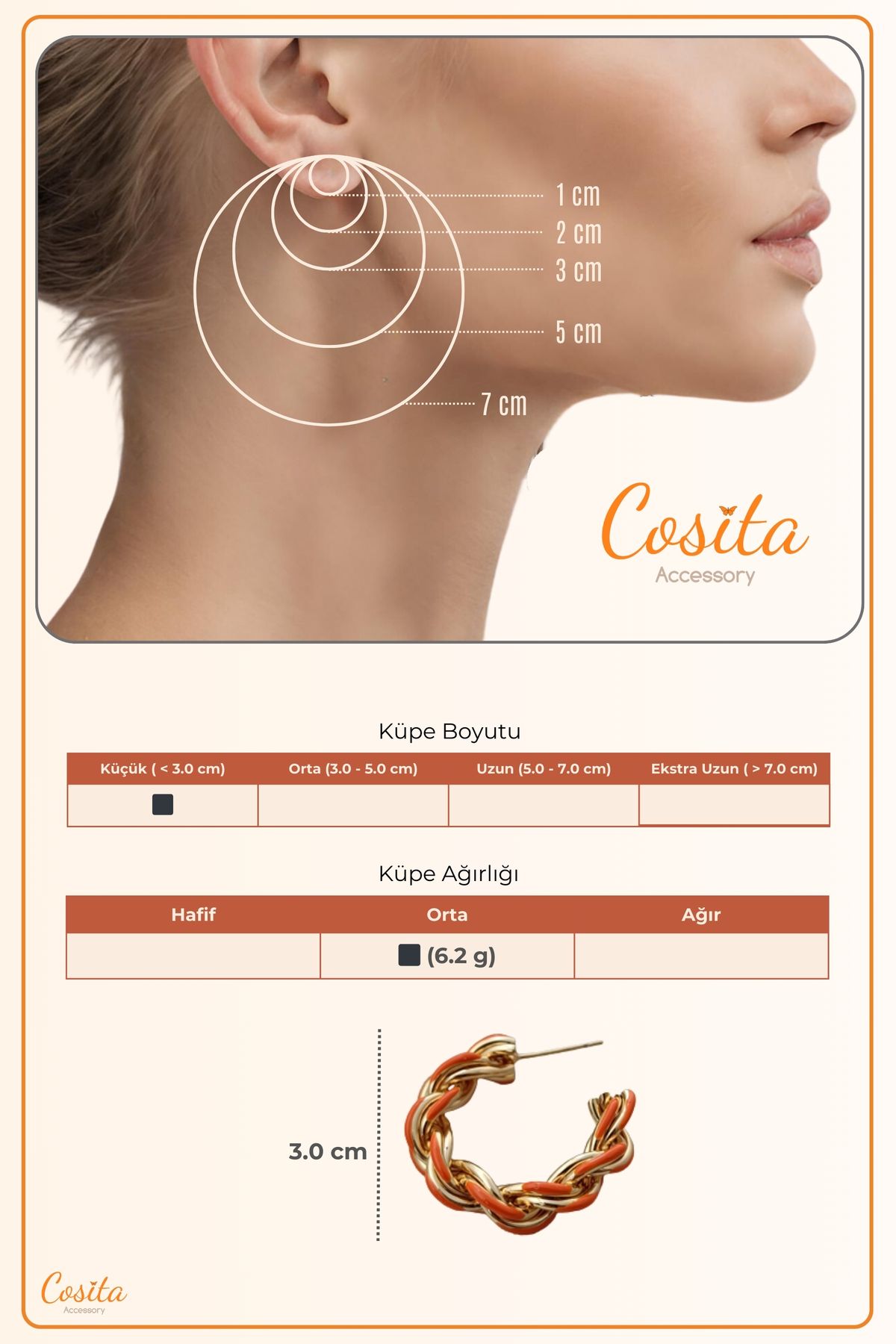 COSİTA-Gold White Transitional Spiral Zircir Stylish Hoop Earrings 6