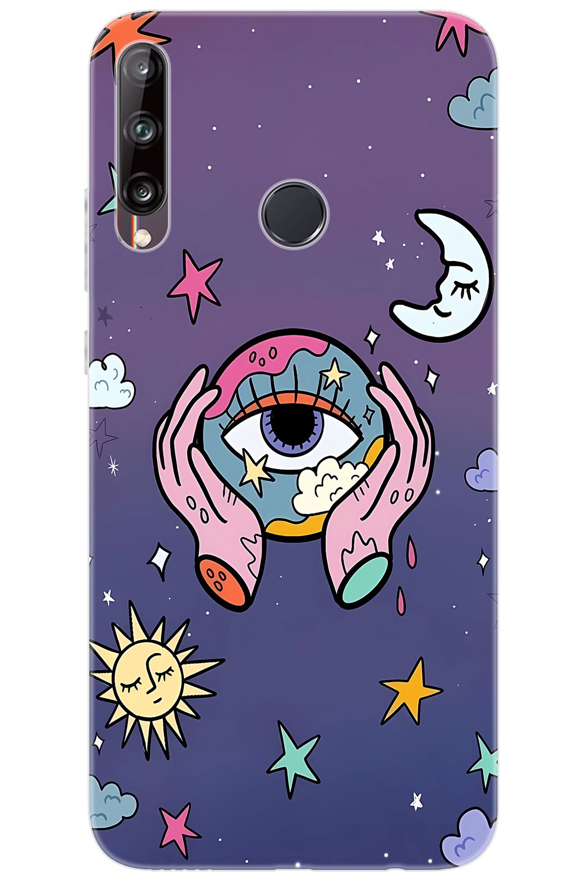 Ceppare Huawei Y7P (ART-L29) Uyumlu Kılıf Desen Baskılı Silikon Dünya Gözü STK:668 CP-cBKOaOk