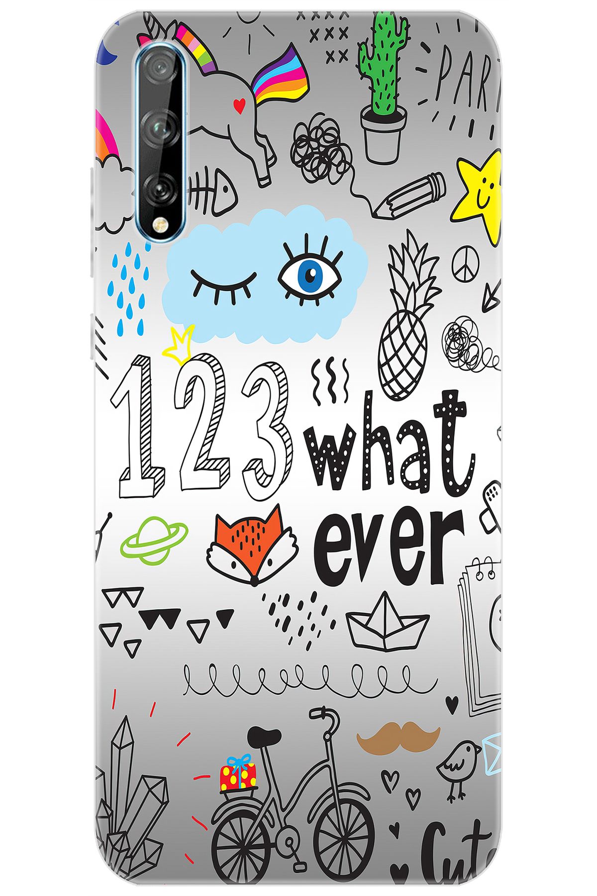Ceppare Huawei Y8P (AQM-LX1) Uyumlu Kılıf Desen Baskılı Silikon 123WHAT Ever STK:334 CP-9etfOBc