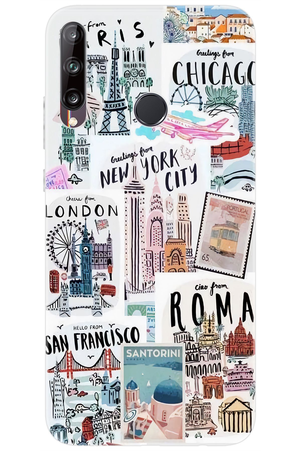 Ceppare Huawei Y7P (ART-L29) Uyumlu Kılıf Desen Baskı Silikon Newyork Roma London STK:624 CP-ekHpQRb
