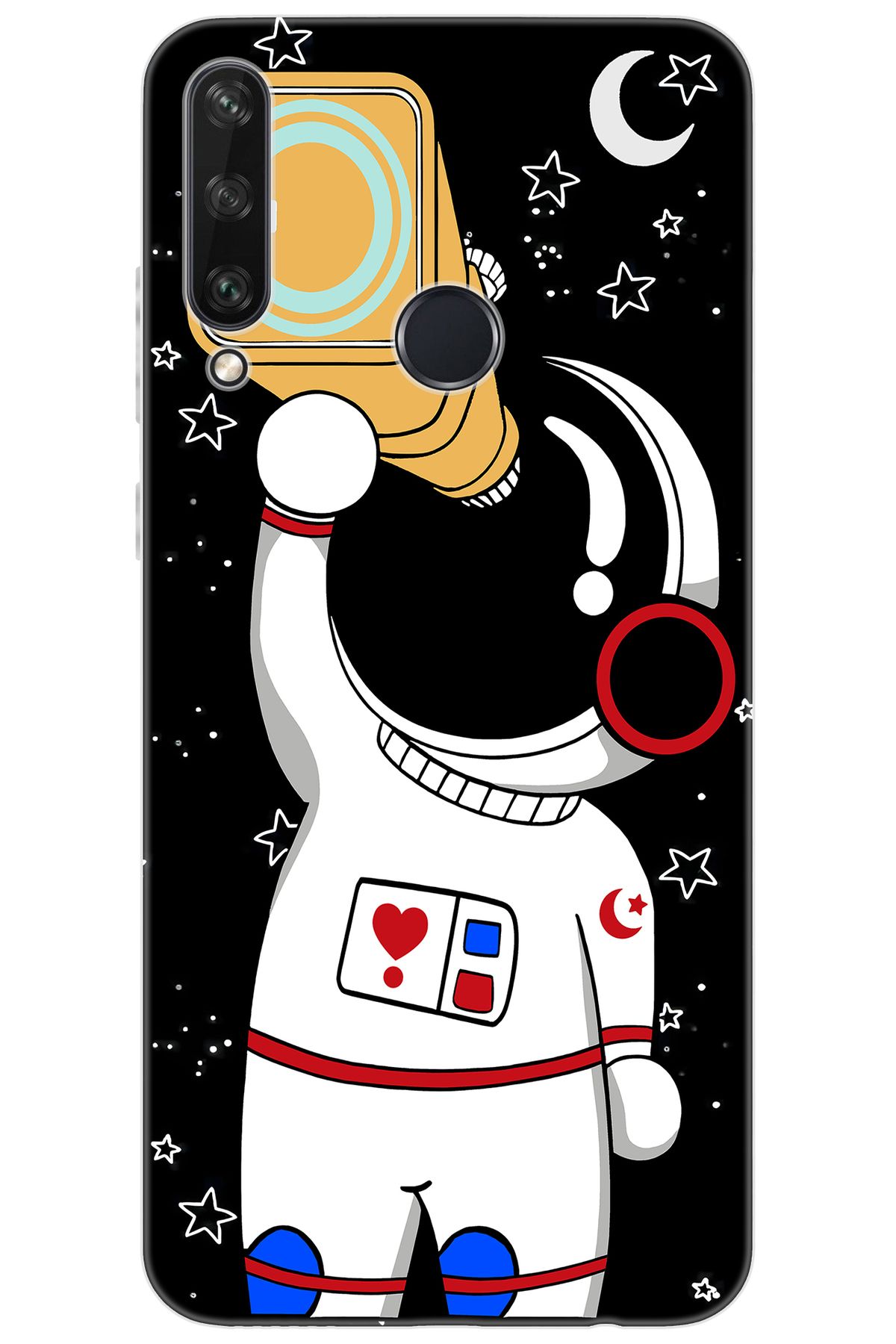 Ceppare Huawei Y6P (MED-LX9N) Uyumlu Kılıf Desen Baskılı Silikon Sevimli Astronot STK:100 CP-kY5XAiz