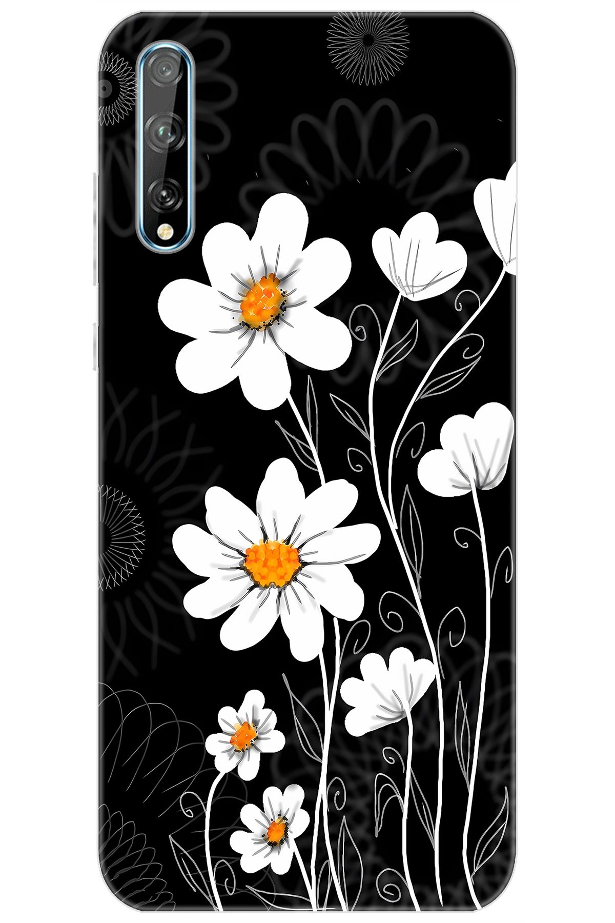Ceppare Huawei Y8P (AQM-LX1) Uyumlu Kılıf Desen Baskılı Silikon Papatya STK:693 CP-E1L1TrJ