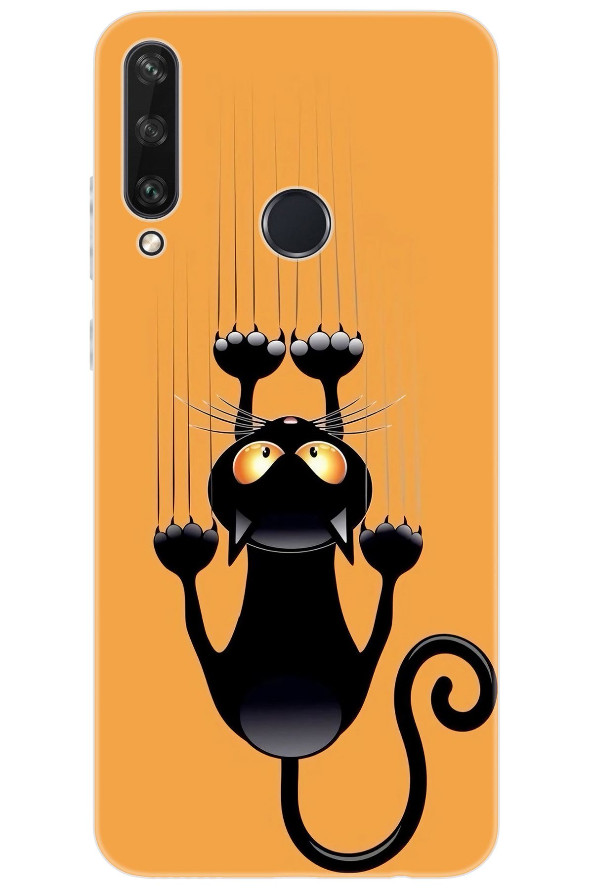 Ceppare Huawei Y6P (MED-LX9N) Uyumlu Kılıf Desen Baskılı Silikon Kara Kedi STK:734 CP-Y9rWURB