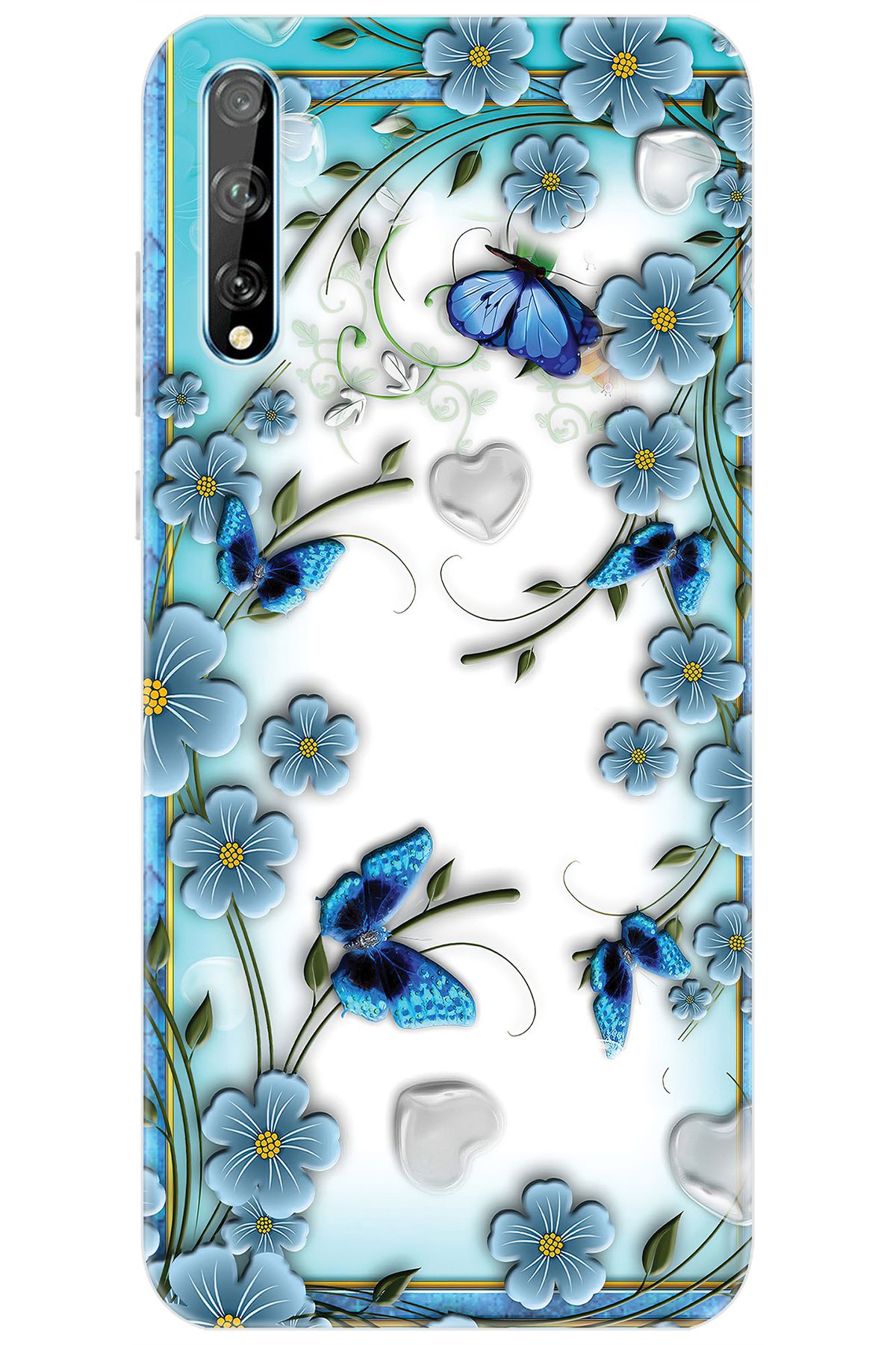 Ceppare Huawei Y8P (AQM-LX1) Uyumlu Kılıf Desen Baskı Silikon Çiçek ve Kelebekler STK:547 CP-3zySWK7