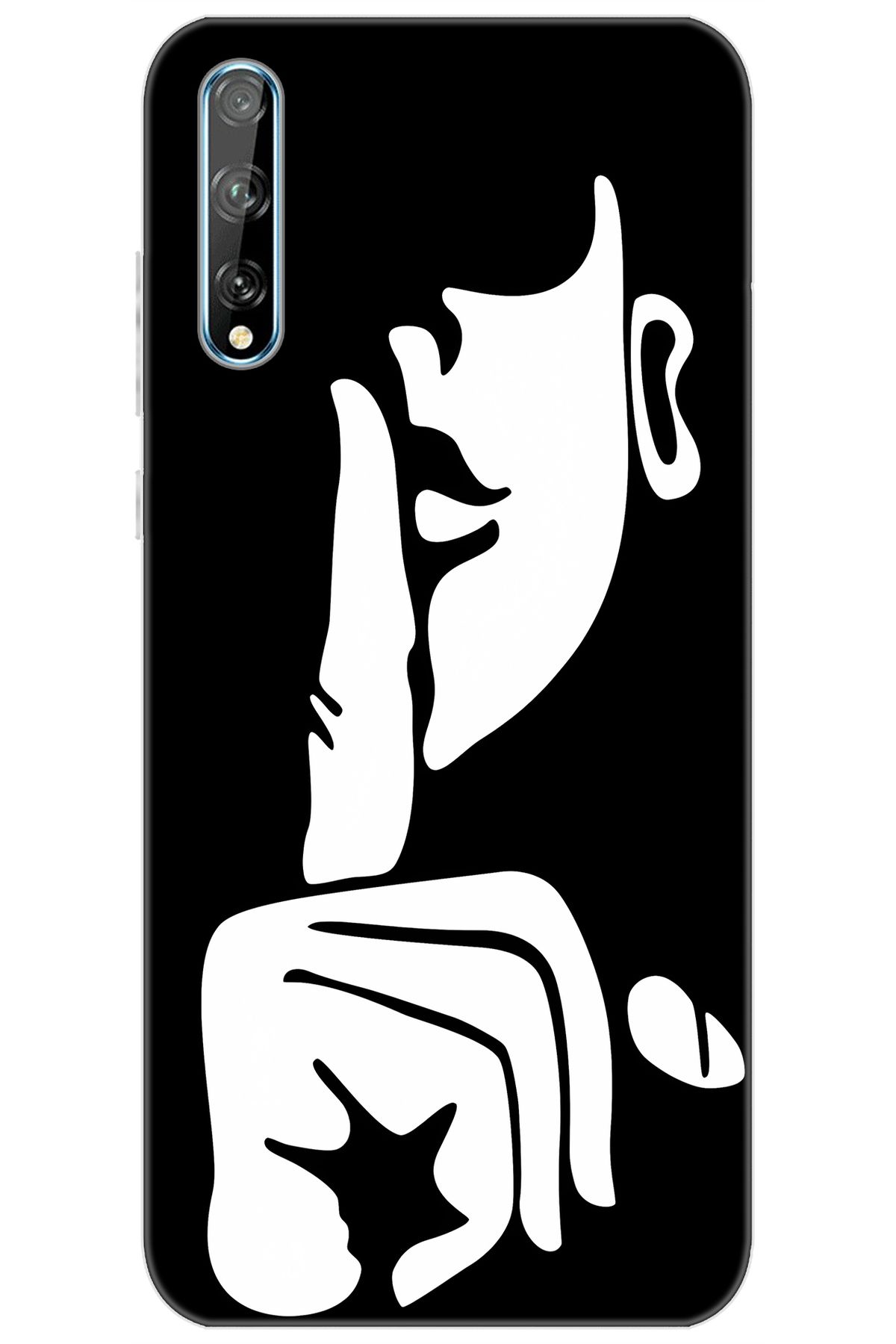 Ceppare Huawei Y8P (AQM-LX1) Uyumlu Kılıf Desenli Silikon Siyah Beyaz Sessizlik STK:653 CP-XvKn1be