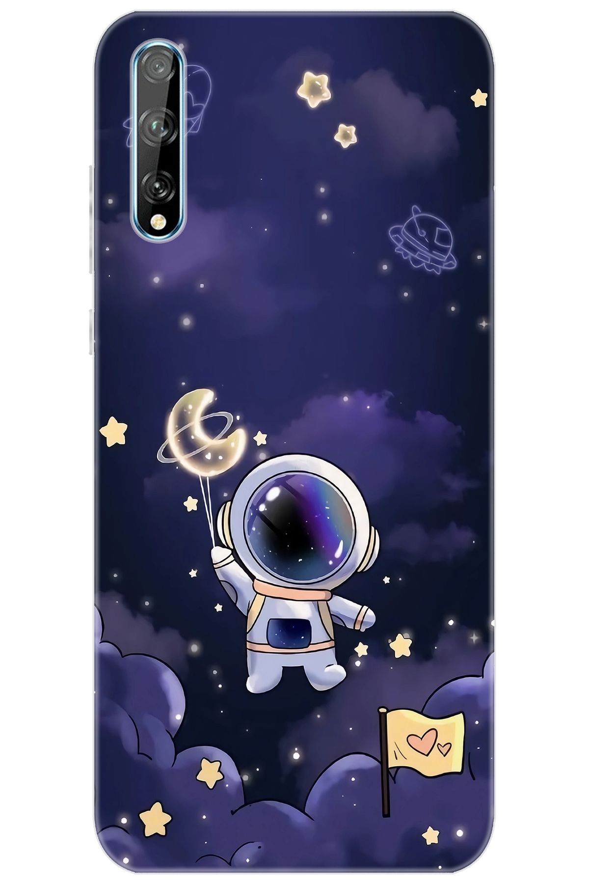 Ceppare Huawei Y8P (AQM-LX1) Uyumlu Kılıf Desen Baskılı Silikon Astronot STK:738 CP-vJ2x25B