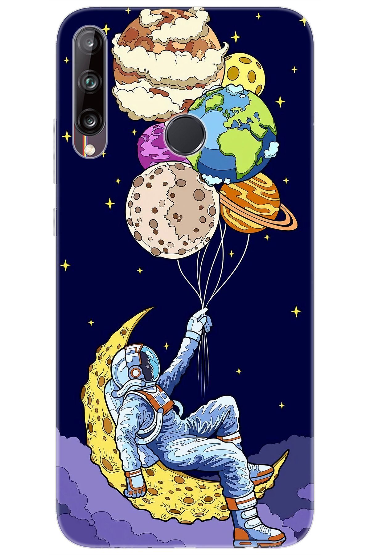 Ceppare Huawei Y7P (ART-L29) Uyumlu Kılıf Desen Baskılı Silikon Astronot STK:729 CP-lzg9X9l