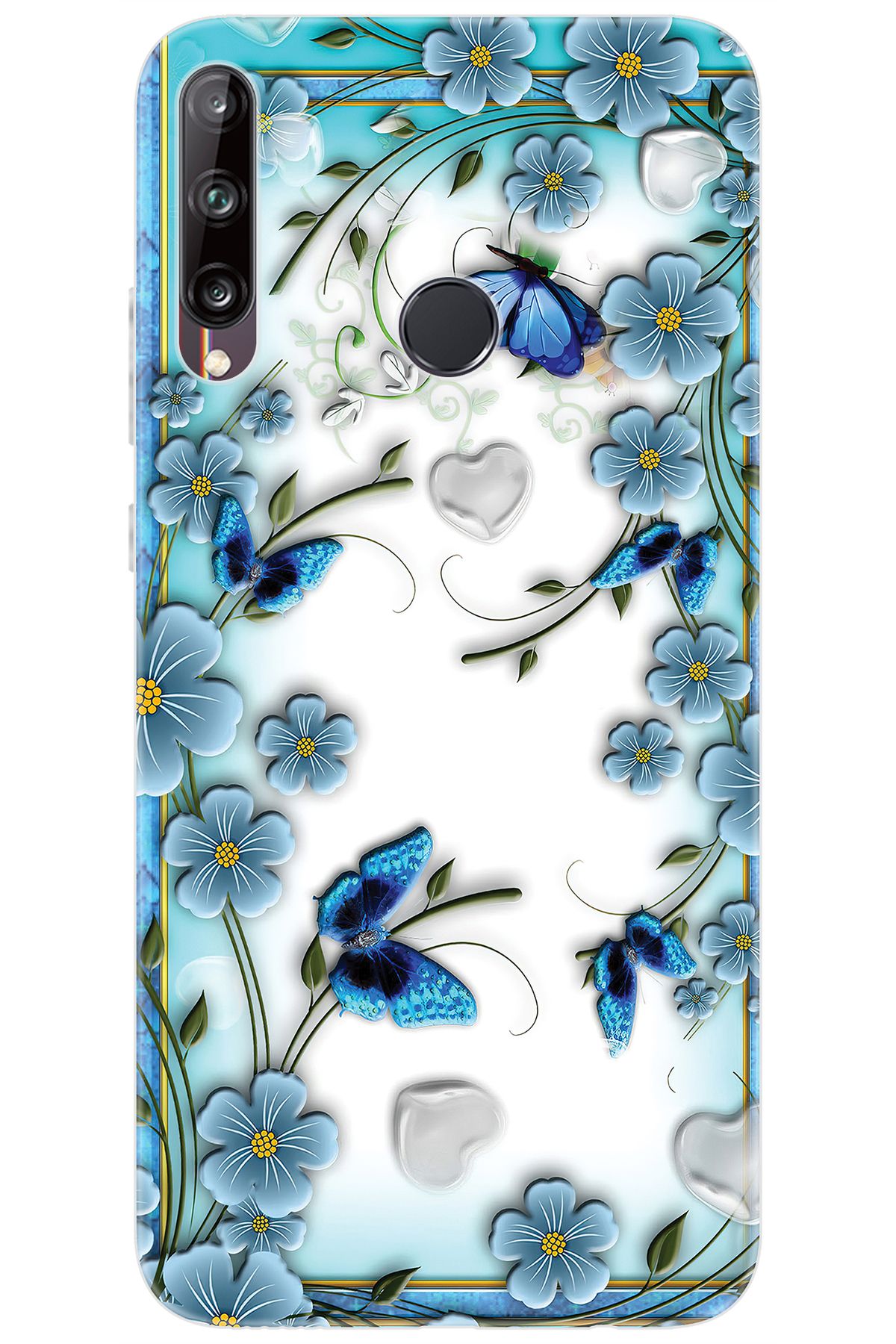 Ceppare Huawei Y7P (ART-L29) Uyumlu Kılıf Desen Baskı Silikon Çiçek ve Kelebekler STK:547 CP-11WltDF