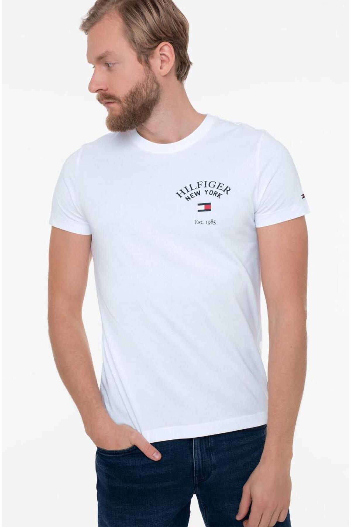 Hilfiger Denim _..TommyHilfiger Organik Pamuk Erkek T-Shirt Regular Fit