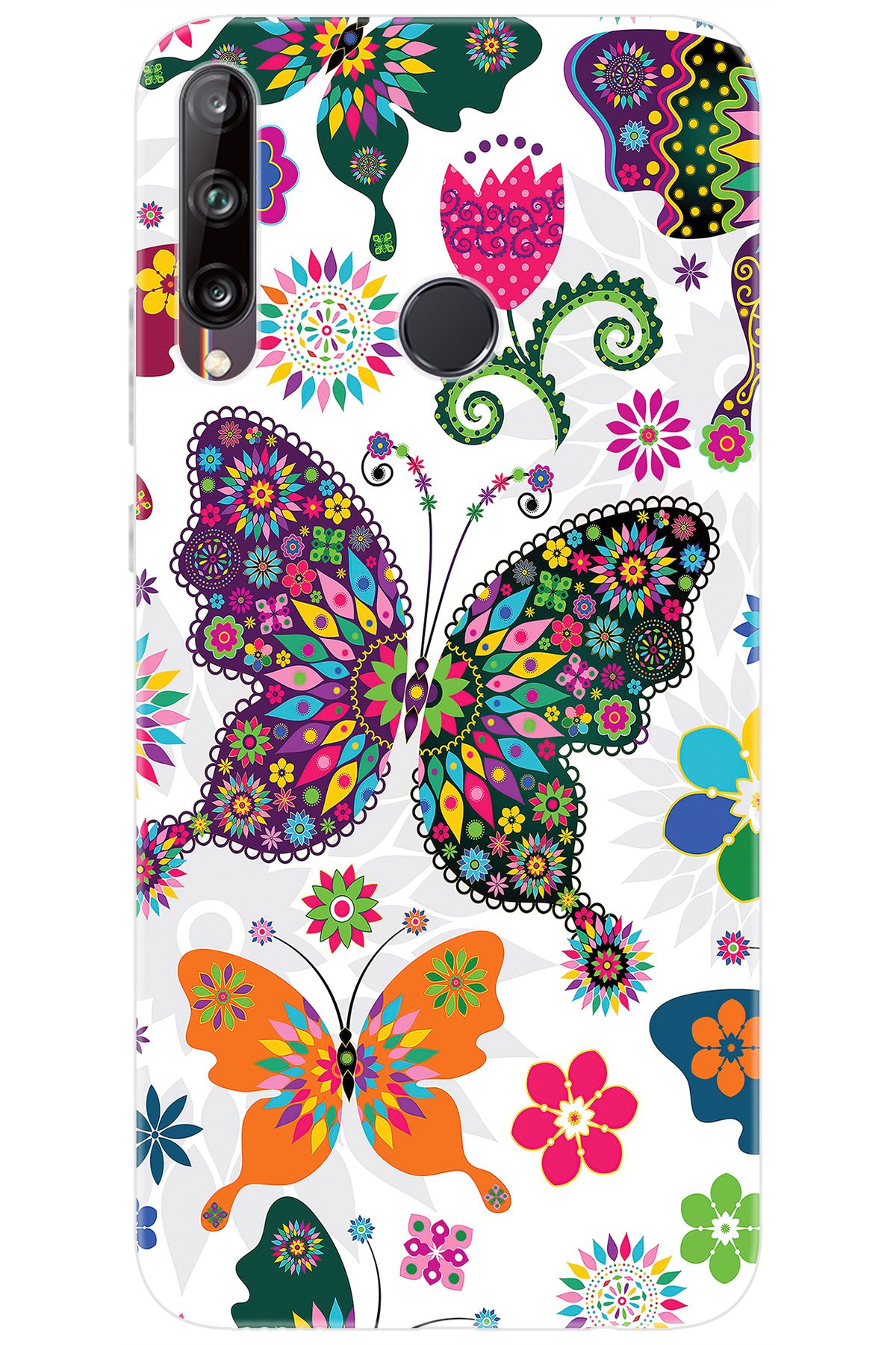 Ceppare Huawei Y7P (ART-L29) Uyumlu Kılıf Desen Baskılı Silikon Renkli Kelebekler STK:541 CP-DN0jApT