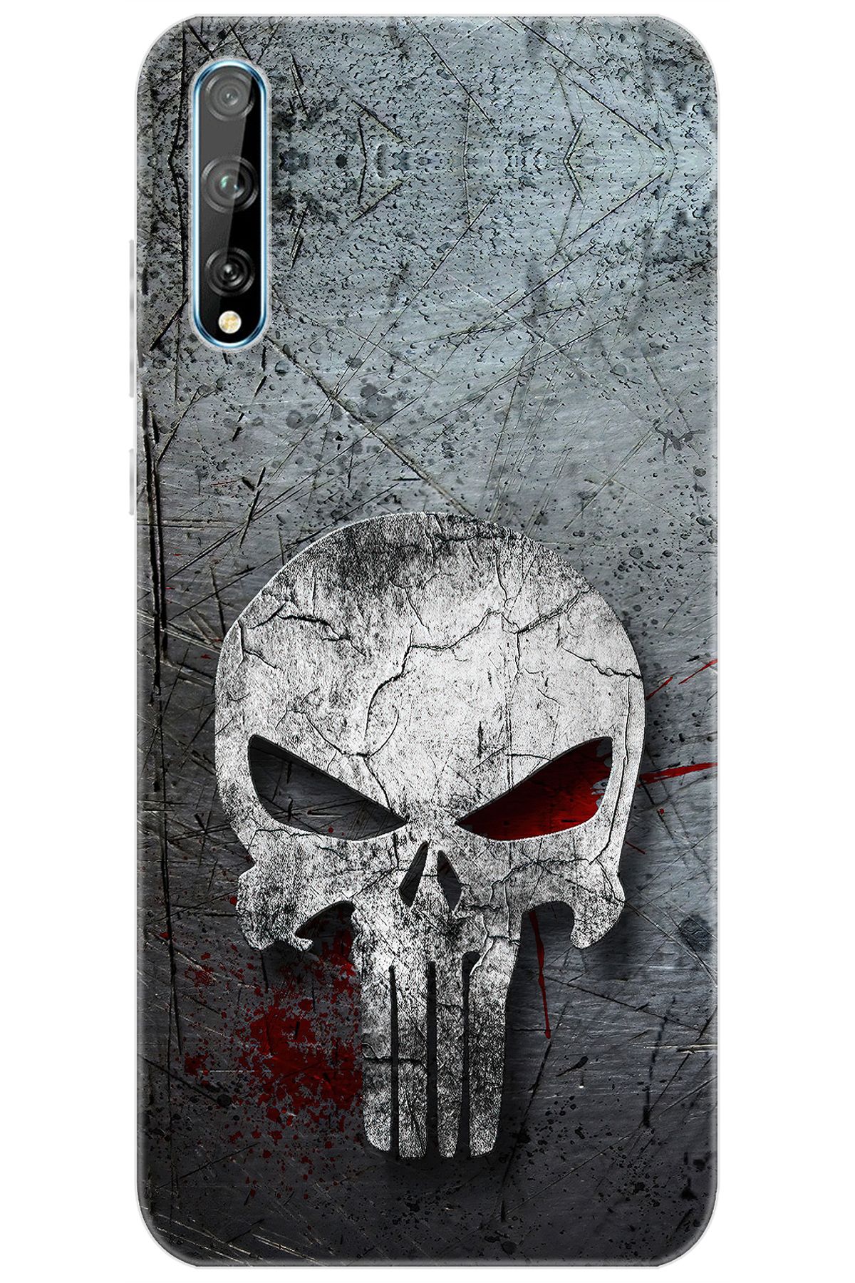 Ceppare Huawei Y8P (AQM-LX1) Uyumlu Kılıf Desen Baskılı Silikon Gri Kuru Kafa STK:218 CP-2NghS8U