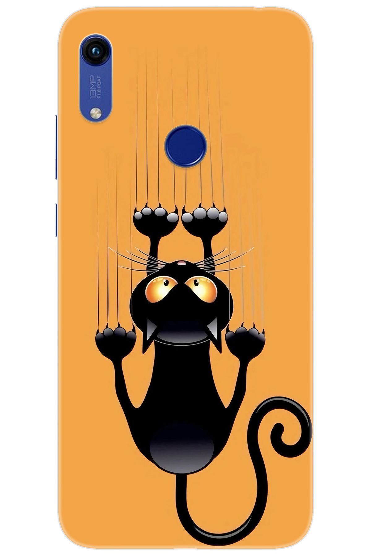 Ceppare Huawei Y6S 2019 (JAT-L41) Uyumlu Kılıf Desen Baskılı Silikon Kara Kedi STK:734 CP-s5pCjW7