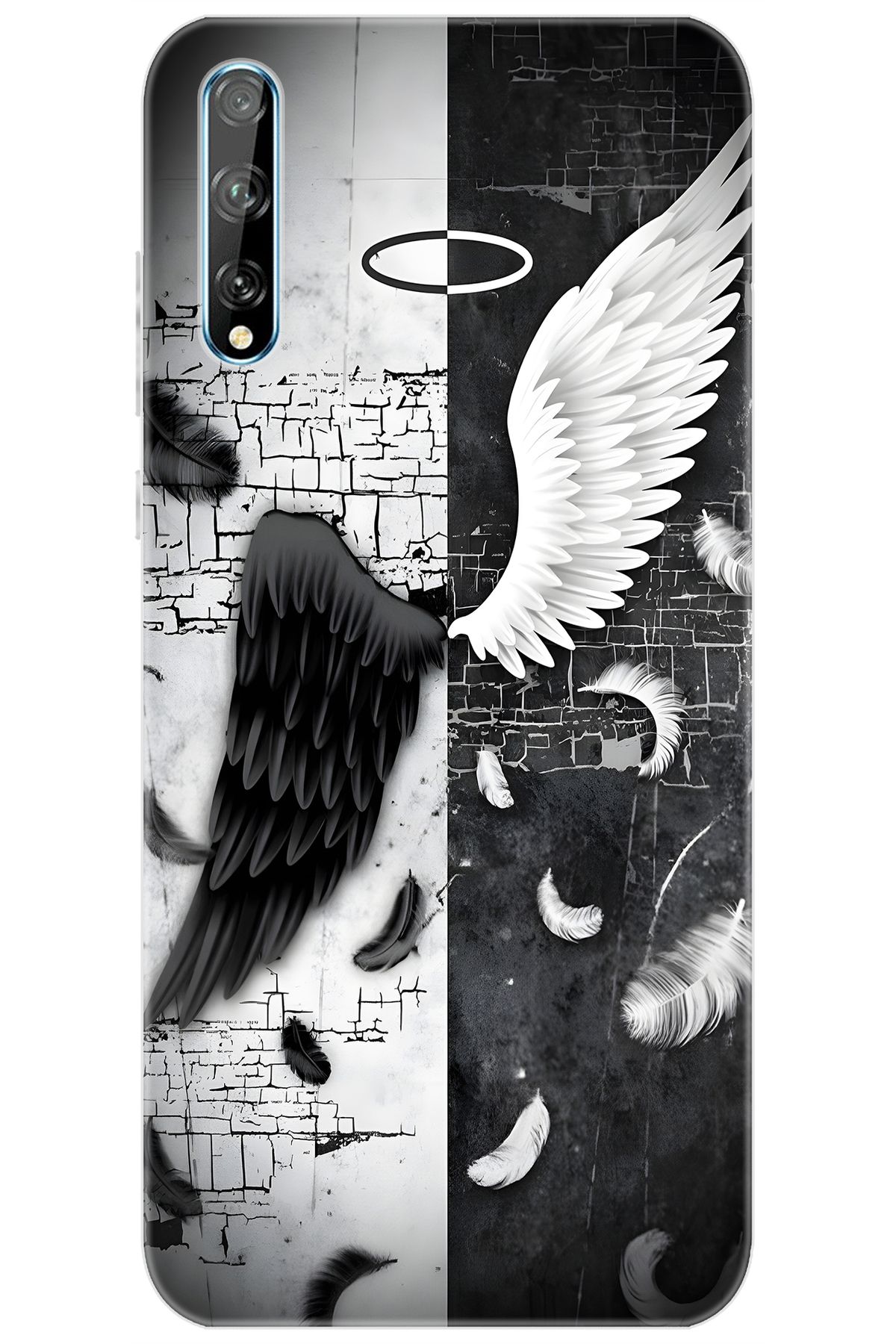 Ceppare Huawei Y8P (AQM-LX1) Uyumlu Kılıf Desen Baskılı Silikon Melek ve Şeytan STK:715 CP-KdDIiKC