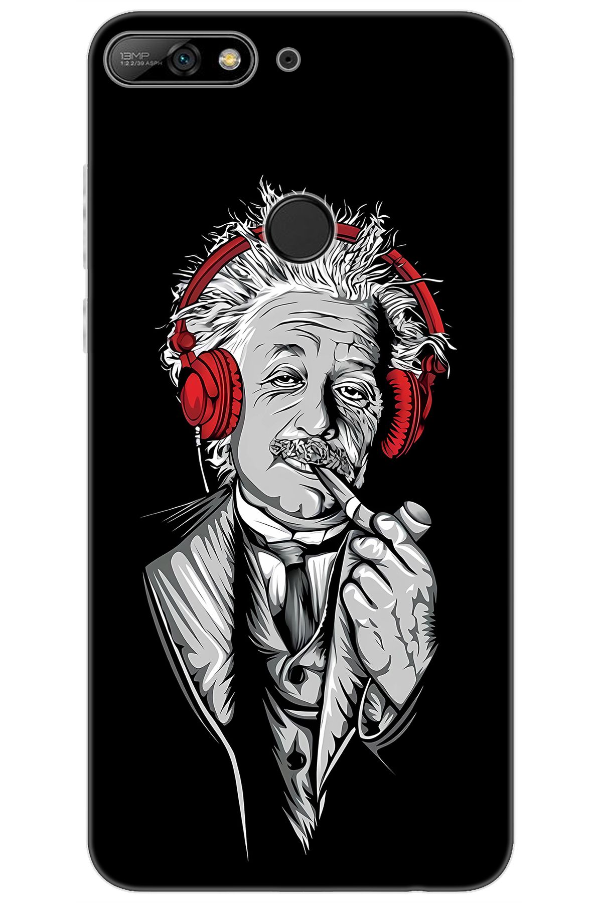 Ceppare Huawei Y7 2018 (LDN-L01) Uyumlu Kılıf Desen Baskılı Silikon Albert Einstein STK:658 CP-5npczCd
