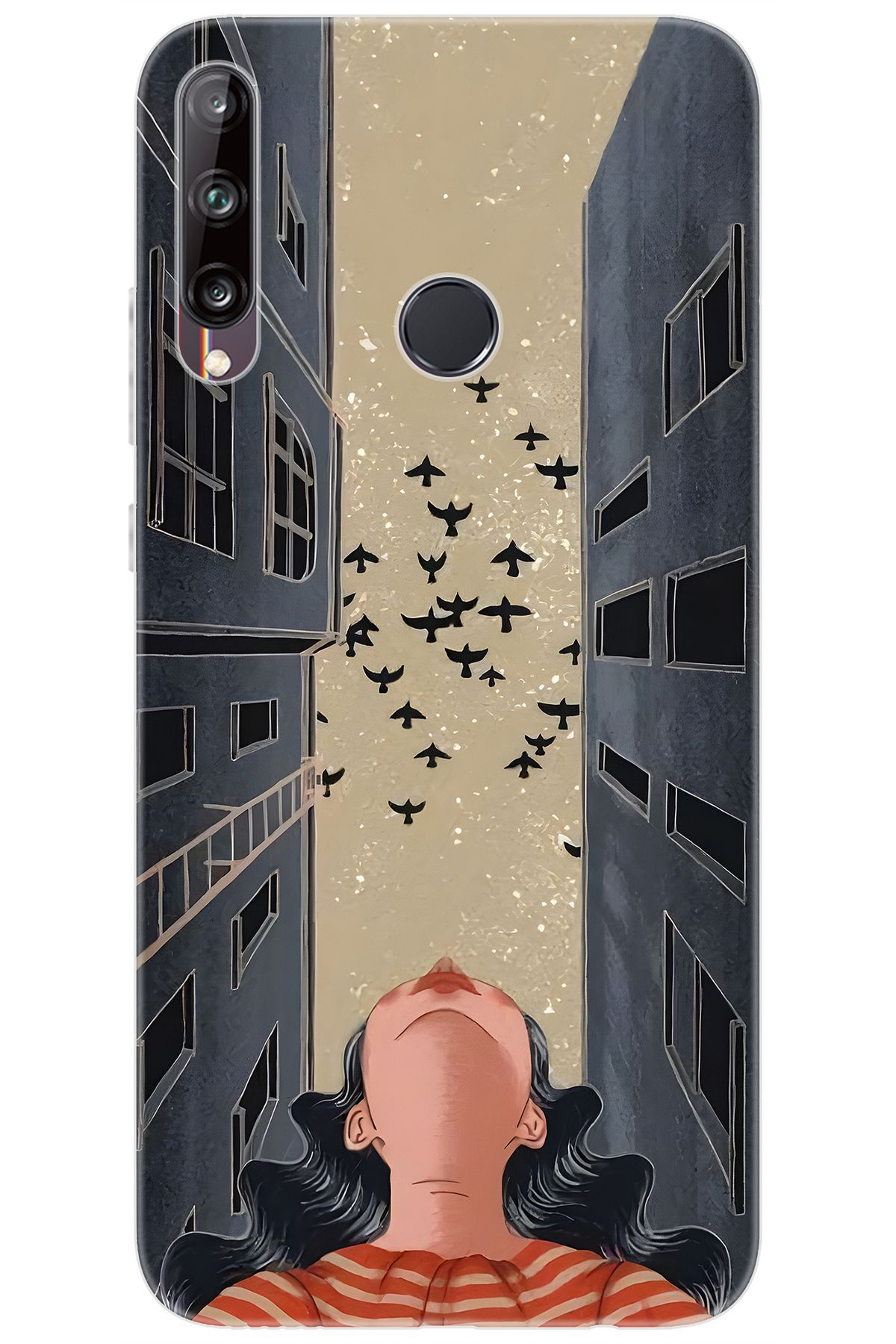 Ceppare Huawei Y7P (ART-L29) Uyumlu Kılıf Desen Baskı Silikon Gök Yüzü ve Kuşlar STK:727 CP-YR9CIQS