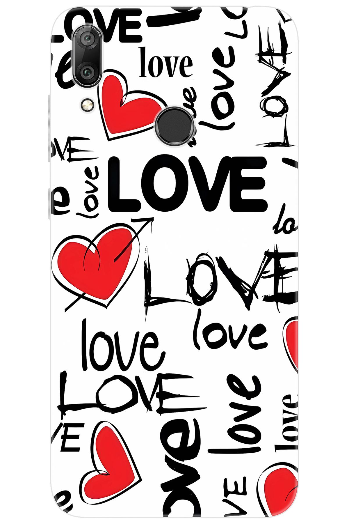 Ceppare Huawei Y7 2019 (DUB-LX1) Uyumlu Kılıf Desen Baskılı Silikon Love Kalpler STK:638 CP-UWl87el