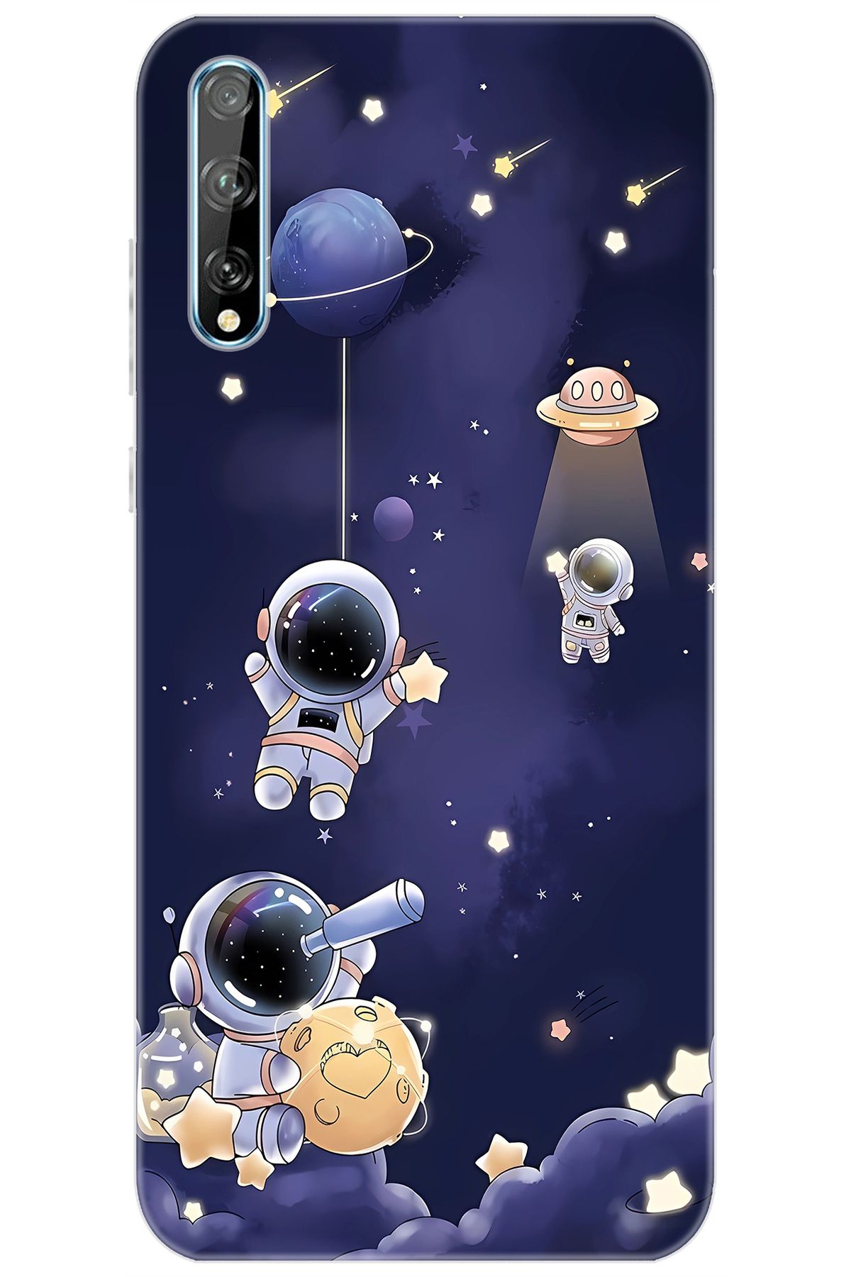 Ceppare Huawei Y8P (AQM-LX1) Uyumlu Kılıf Desen Baskılı Silikon Astronot STK:630 CP-zi8hnyR