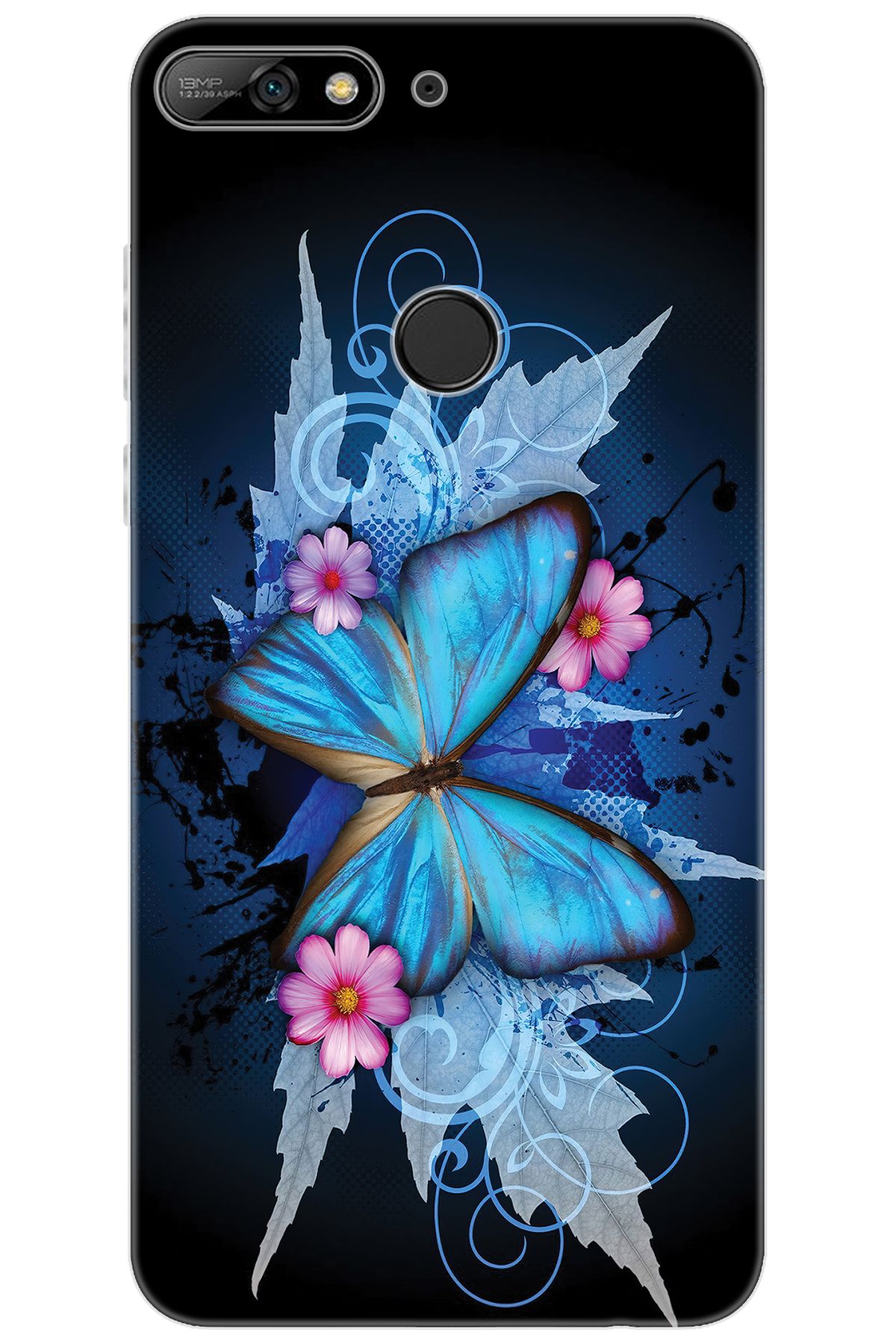 Ceppare Huawei Y7 2018 (LDN-L01) Uyumlu Kılıf Desen Baskılı Silikon Kelebek Resim STK:550 CP-gZqyJED