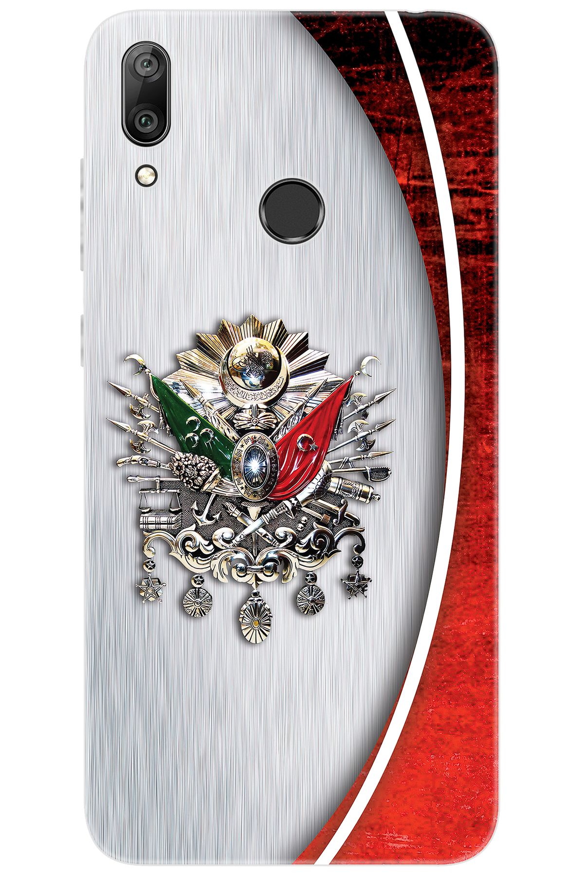 Ceppare Huawei Y7 2019 (DUB-LX1) Uyumlu Kılıf Desen Baskılı Silikon Osmanlı Tuğra STK:408 CP-wvi2UXL