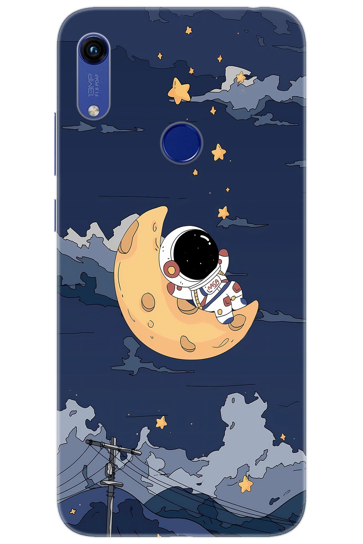 Ceppare Huawei Y6 2019 (MRD-LX1) Uyumlu Kılıf Desen Baskılı Silikon Astronot STK:684 CP-iaZh7Rf