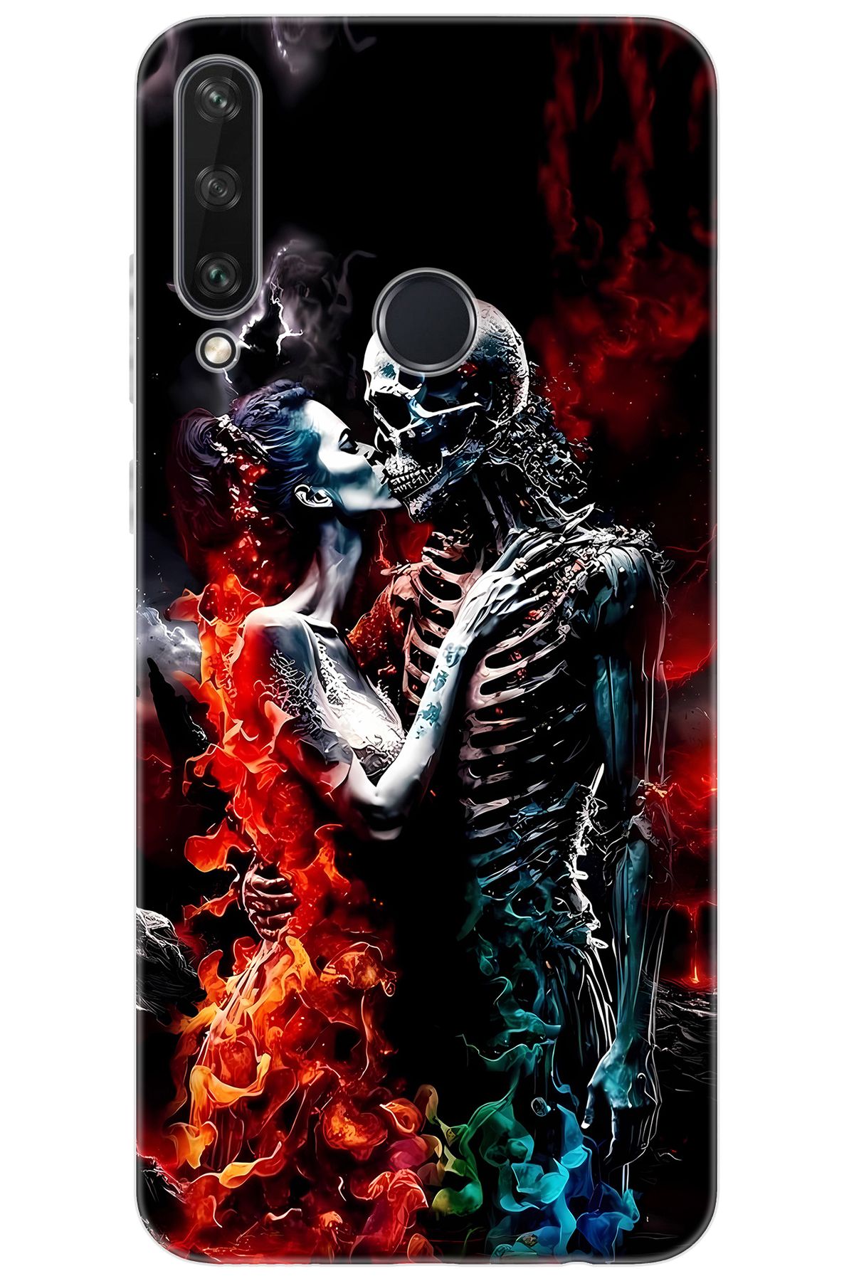 Ceppare Huawei Y6P (MED-LX9N) Uyumlu Kılıf Desen Baskılı Silikon İskelet Aşıklar STK:666 CP-aDn5S8F