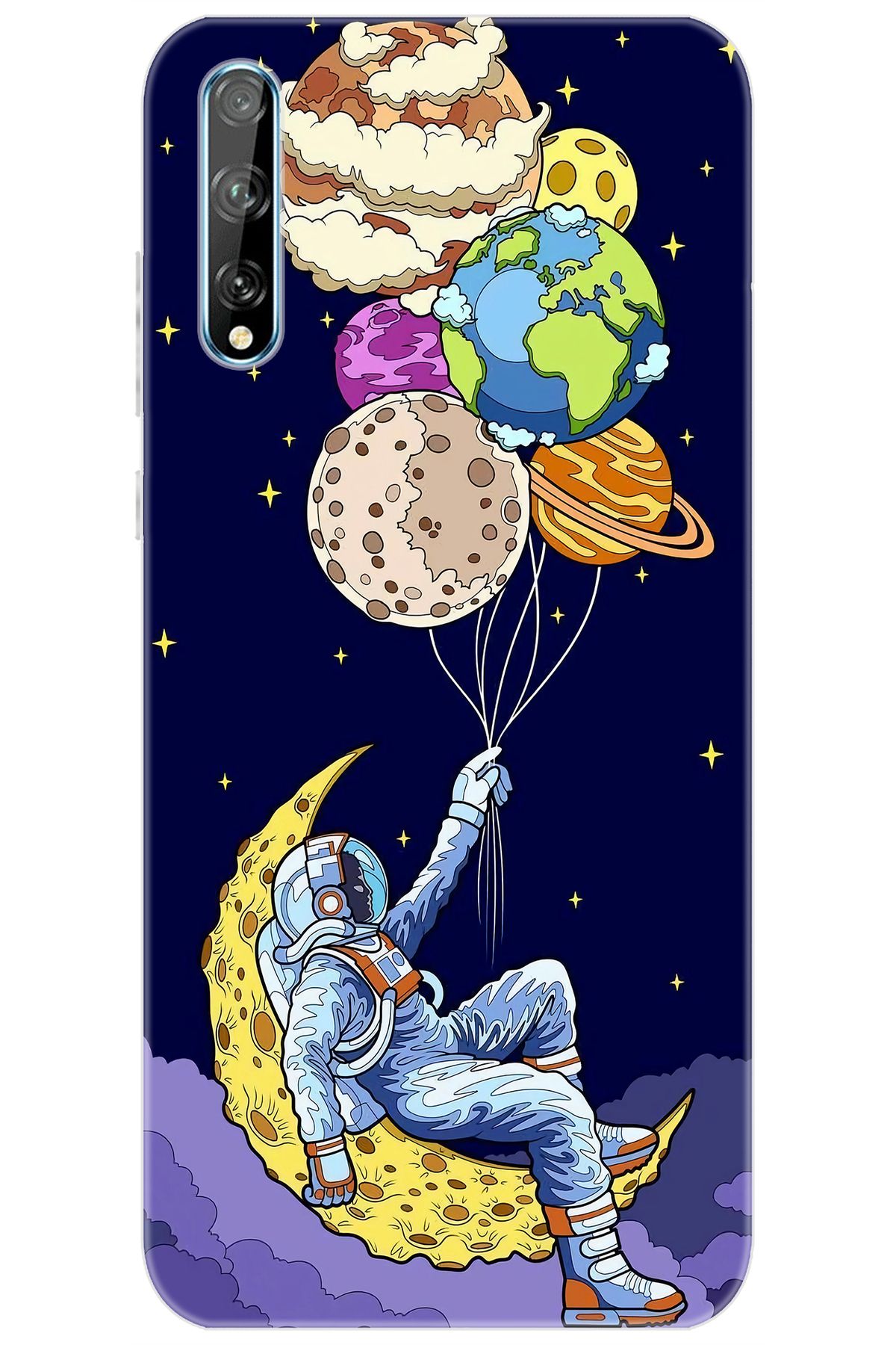 Ceppare Huawei Y8P (AQM-LX1) Uyumlu Kılıf Desen Baskılı Silikon Astronot STK:729 CP-OaYnFsx