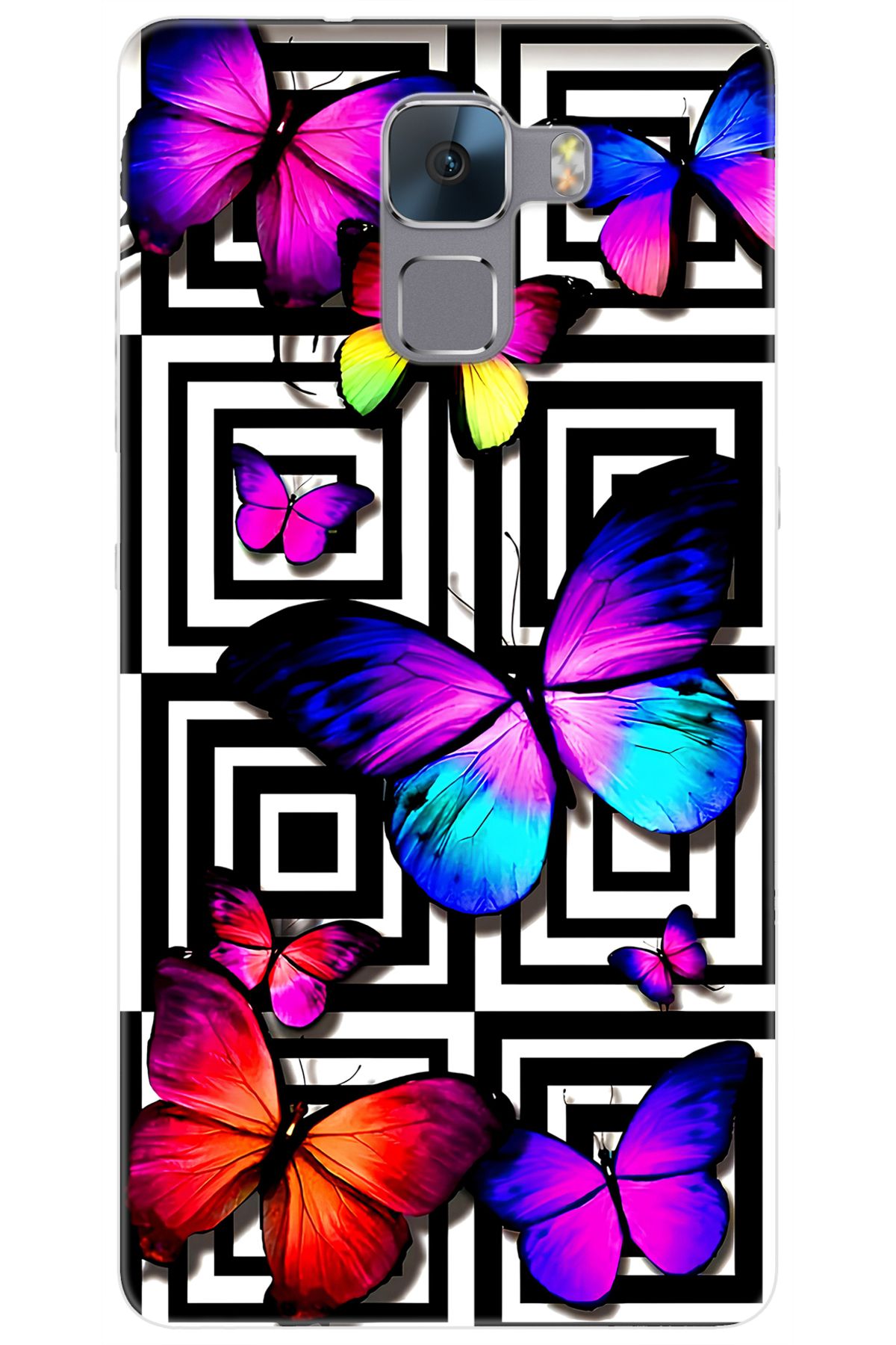 Ceppare Huawei Honor 7 (PLK-L01) Uyumlu Kılıf Desen Baskılı Silikon Kelebek STK:699 CP-DUMHdHe