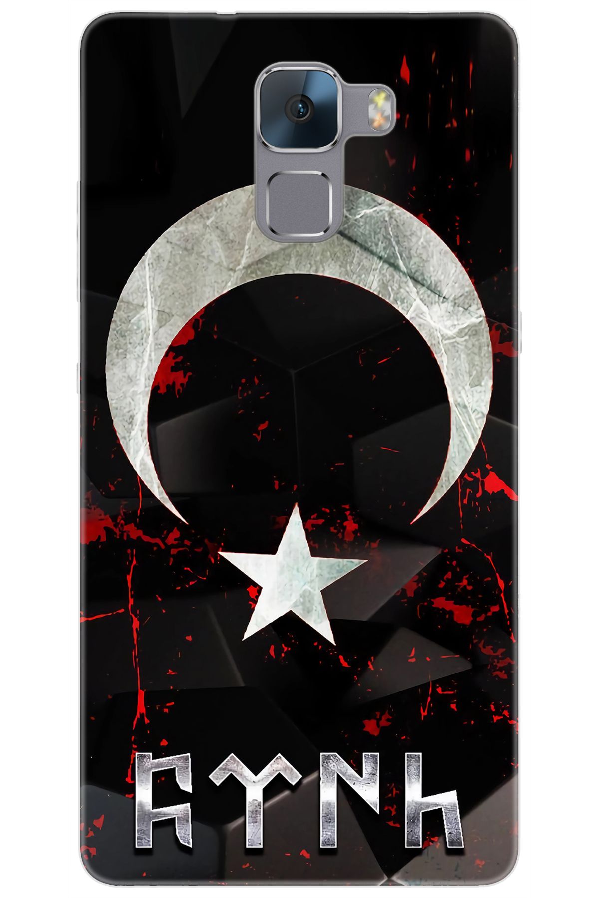 Ceppare Huawei Honor 7 (PLK-L01) Uyumlu Kılıf Desen Silikon Ay Yıldız ve Göktürkçe STK:636 CP-QEoTFvK