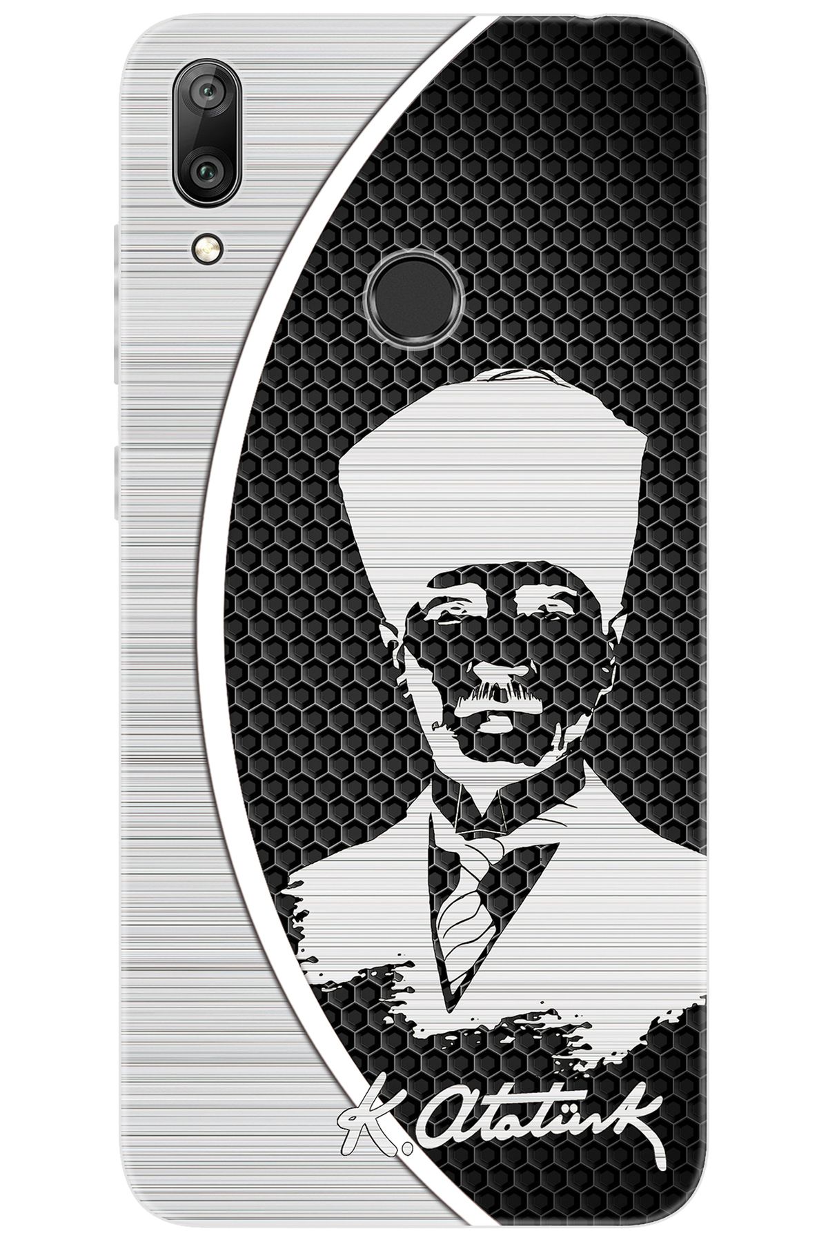 Ceppare Huawei Y7 PRO 2019 (DUB-LX2) Uyumlu Kılıf Desen Baskılı Silikon Atatürk Tasarım STK:398 CP-ZblL3gO