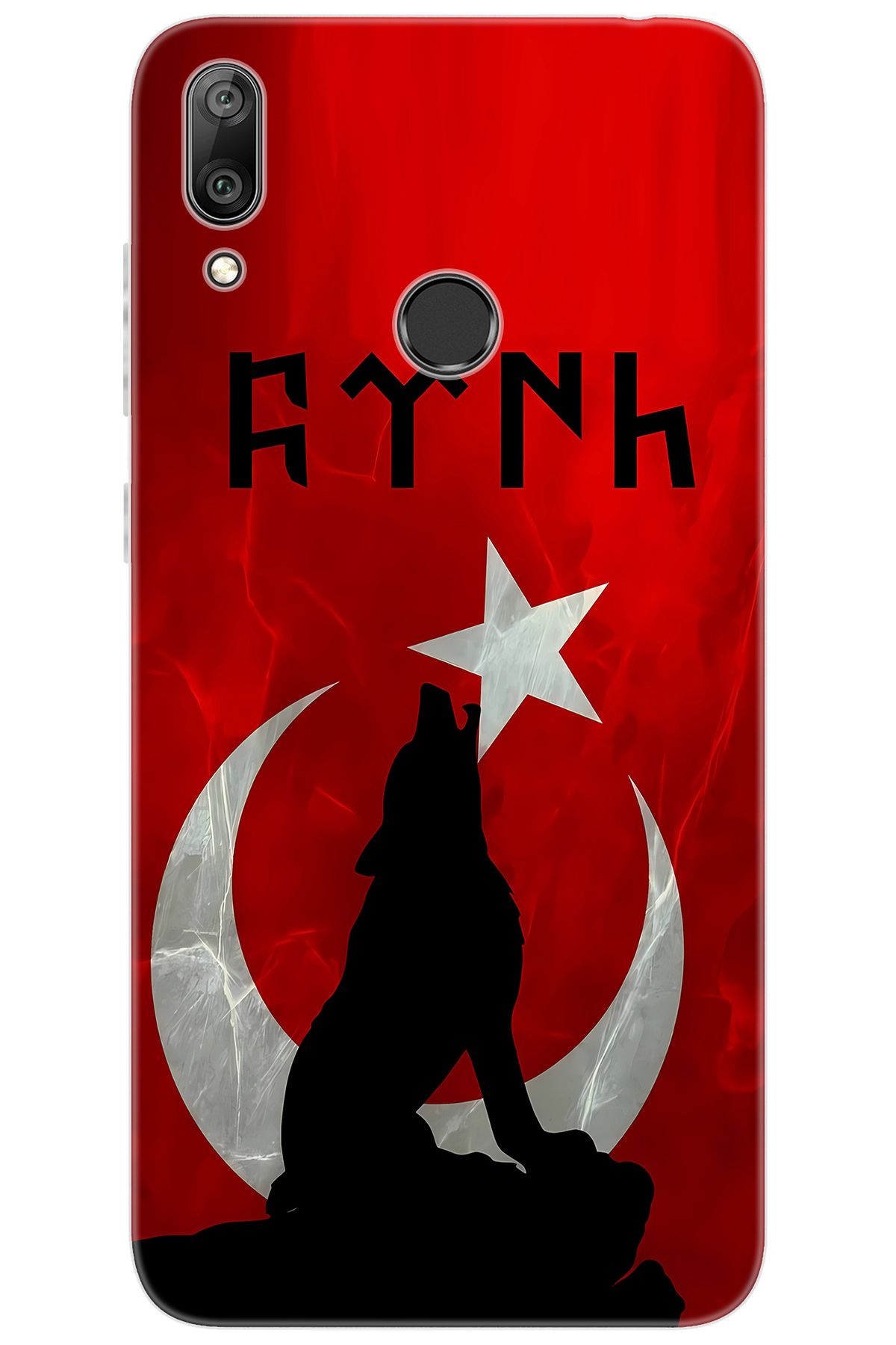 Ceppare Huawei Y7 PRO 2019 (DUB-LX2) Uyumlu Kılıf Desen Baskılı Silikon Kurt ve Göktürkçe STK:637 CP-dCXVayp
