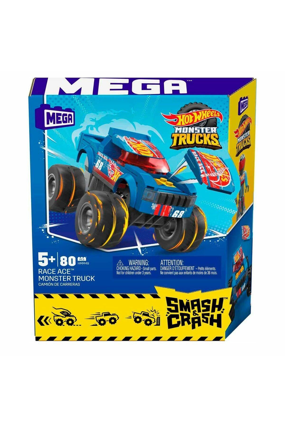OEM HMM49 MEGA™ Hot Wheels® Smash & Crash Race Ace™ Monste Truck 80 parça +5 yaş