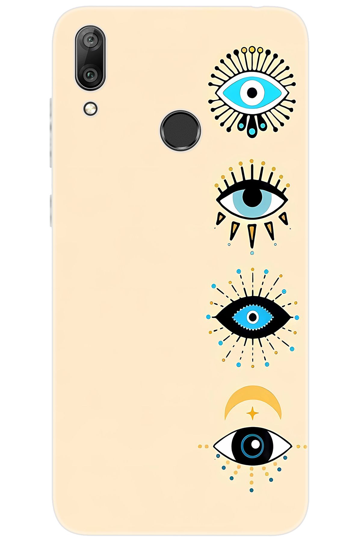 Ceppare Huawei Y7 PRO 2019 (DUB-LX2) Uyumlu Kılıf Desen Baskılı Silikon Nazar Gözler STK:742 CP-DAoSplj