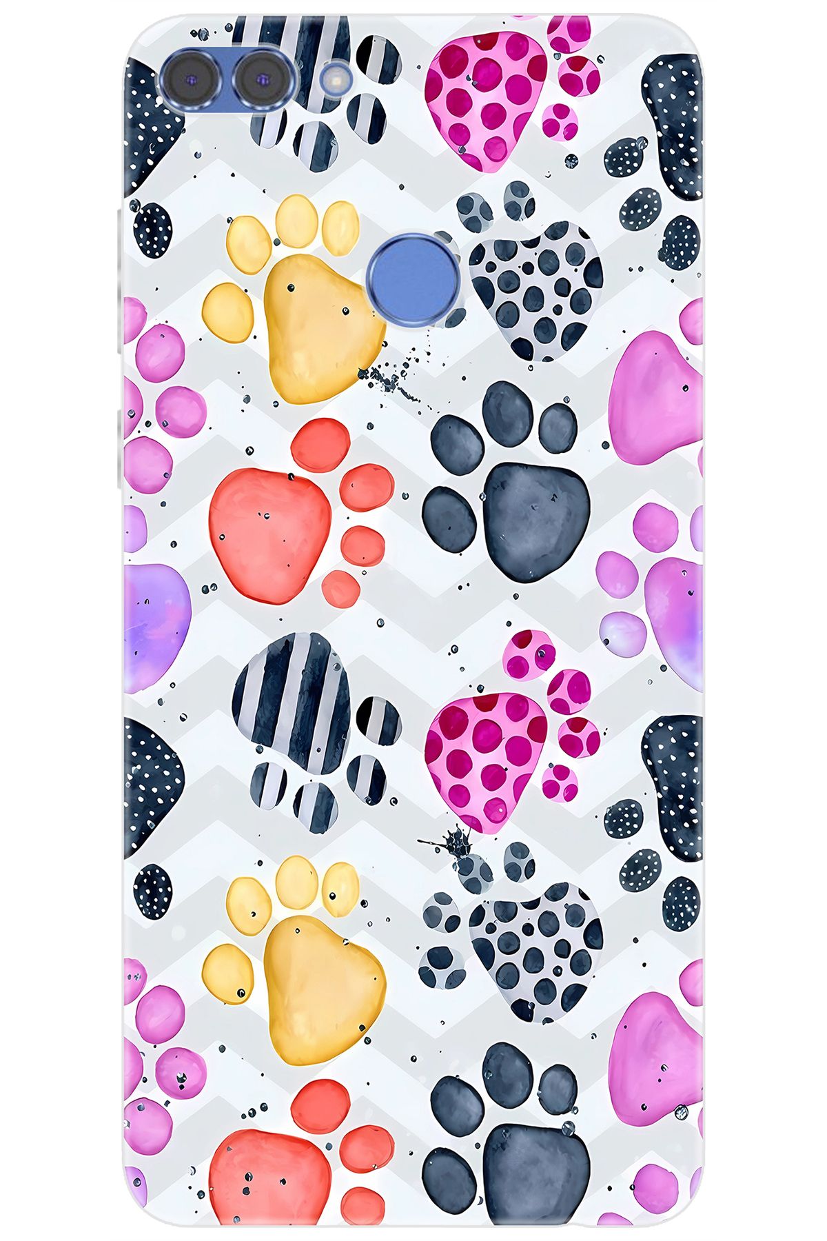 Ceppare Huawei Y9 2018 (FLA-LX1/LX2) Uyumlu Kılıf Desen Baskılı Silikon Renkli Patiler STK:670 CP-9Nmx8yq