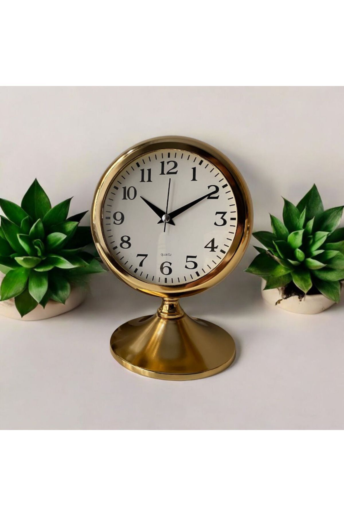 Bahat Gold Metal Ofis Salon Otel Masa Saati 17*23 cm E1