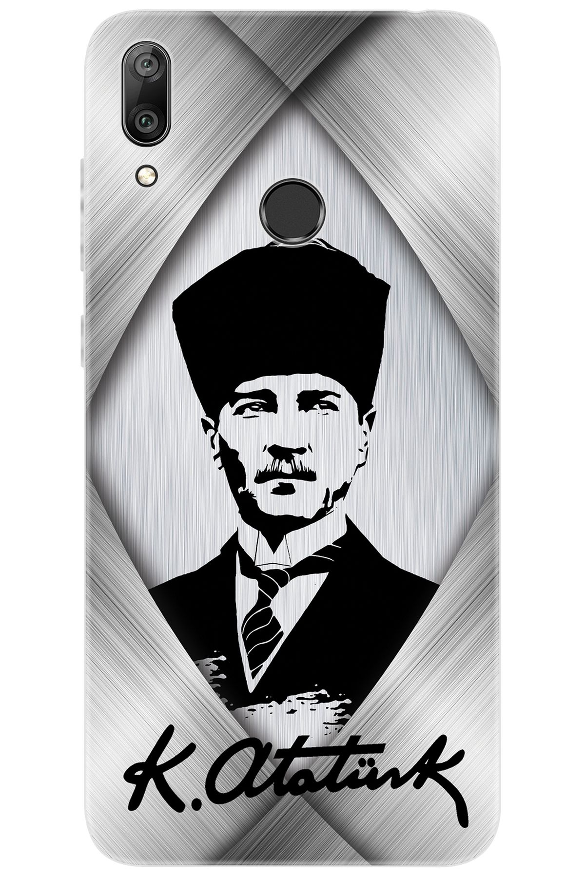 Ceppare Huawei Y7 PRO 2019 (DUB-LX2) Uyumlu Kılıf Desen Baskılı Silikon Atatürk Tasarım STK:402 CP-K0kawxP