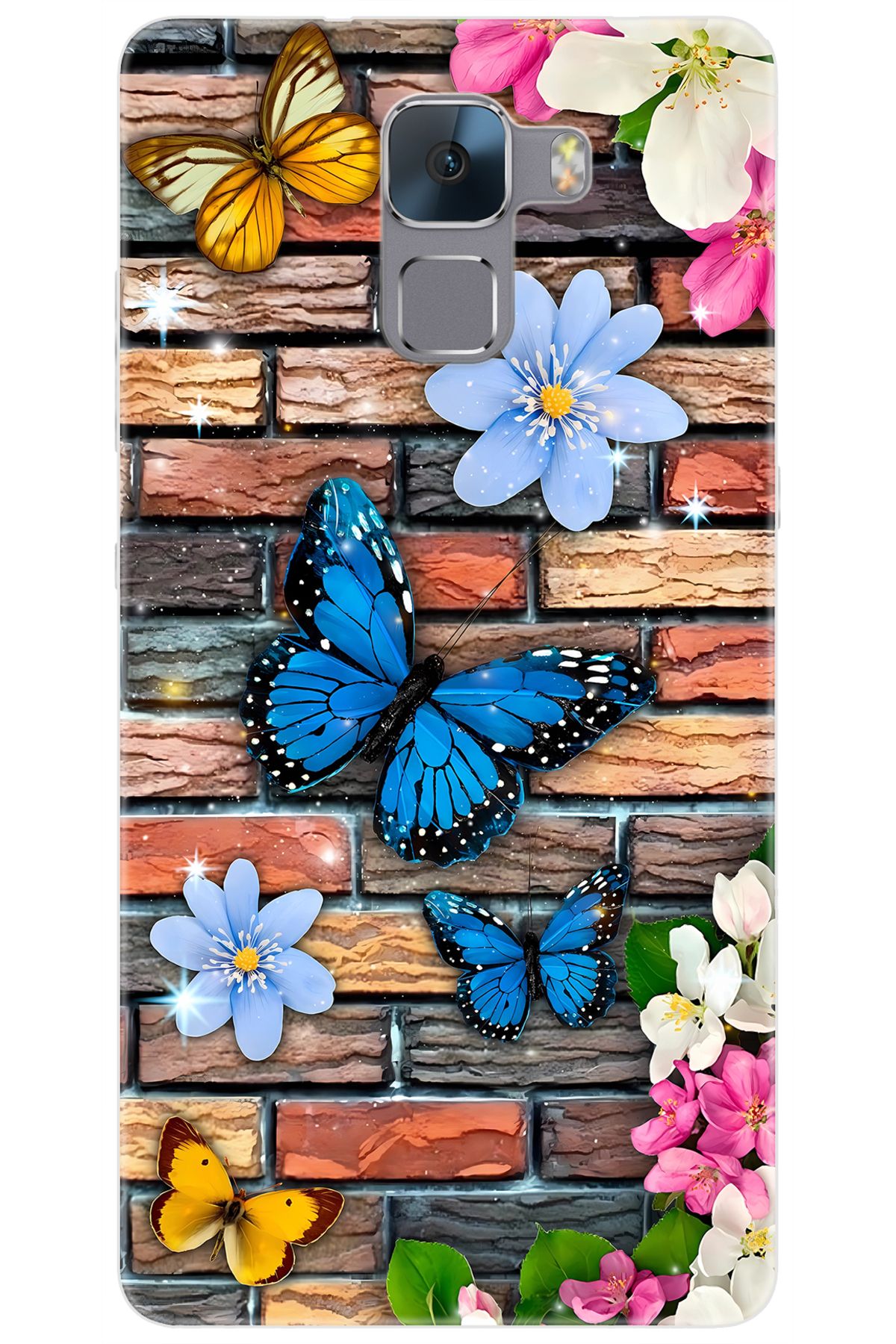 Ceppare Huawei Honor 7 (PLK-L01) Uyumlu Kılıf Desen Baskılı Silikon Kelebek STK:672 CP-iRFg2FU