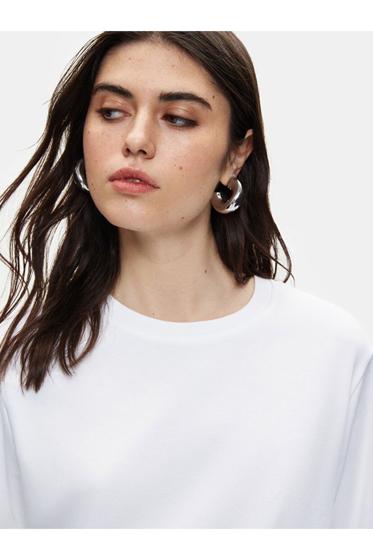 Ltb-Λευκό T-shirt Crew Neck Basic Crop 5