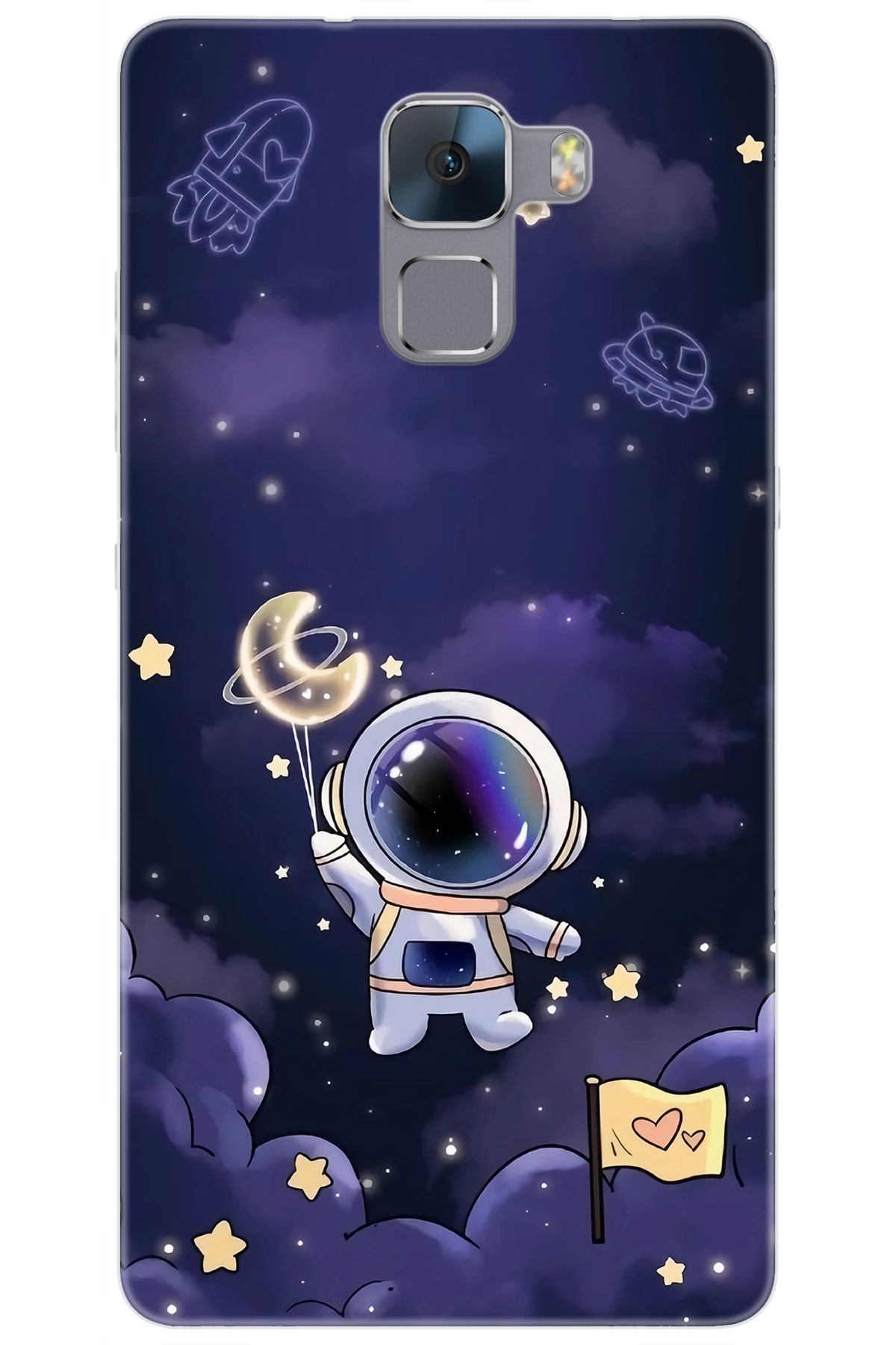 Ceppare Huawei Honor 7 (PLK-L01) Uyumlu Kılıf Desen Baskılı Silikon Astronot STK:738 CP-oN2zTN0