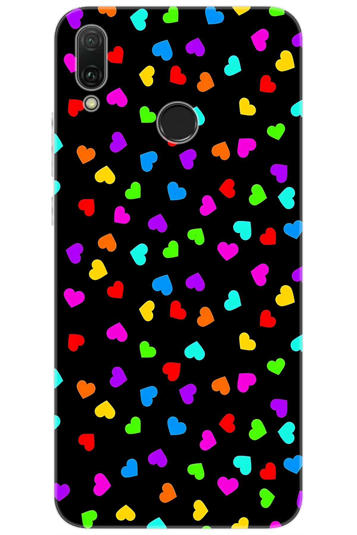 Ceppare Huawei Y9 2019 (JKM-LX1/LX2) Uyumlu Kılıf Desen Silikon Renkli Minik Kalpler STK:1017 CP-s9U4sKF
