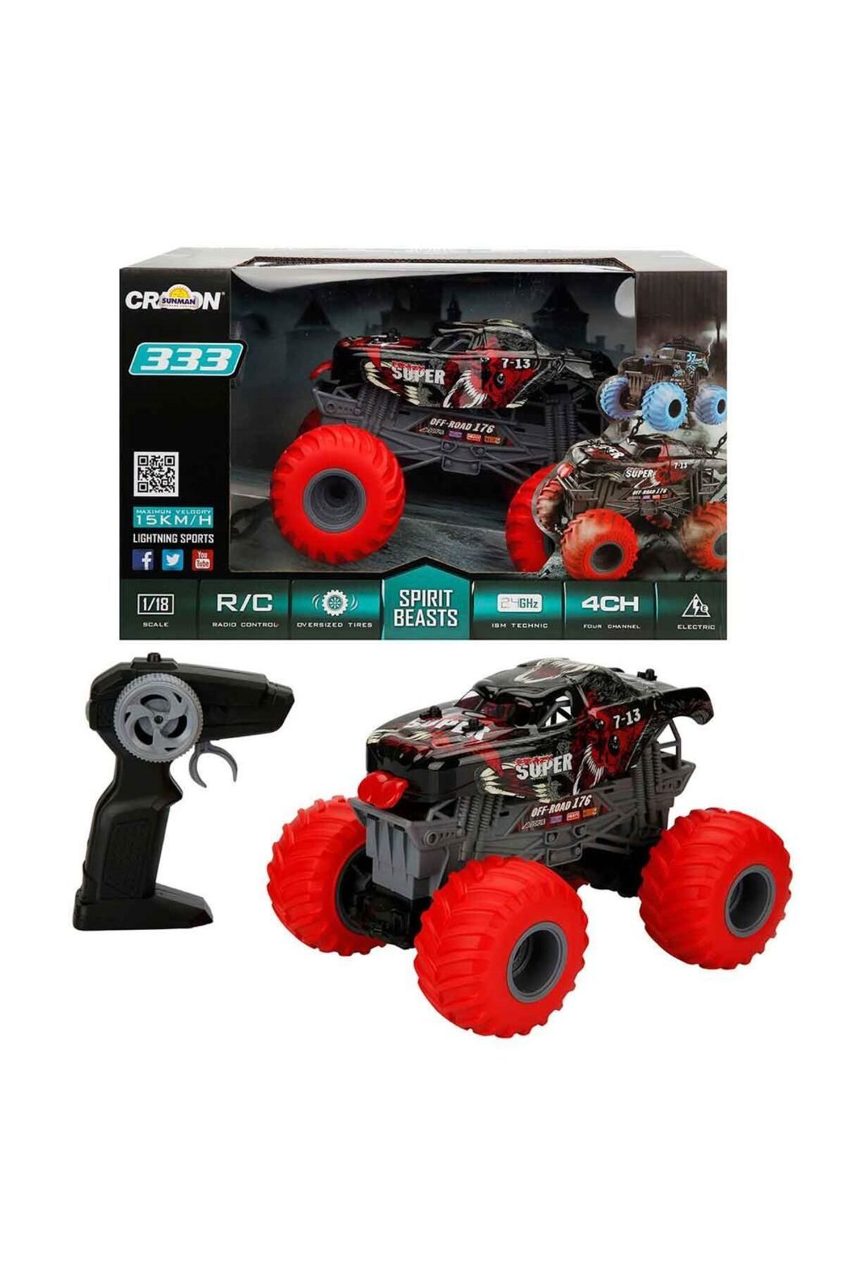 OEM 1:18 Uzaktan Kumandalı Spirit Beasts USB Şarjlı Araba 25 cm.