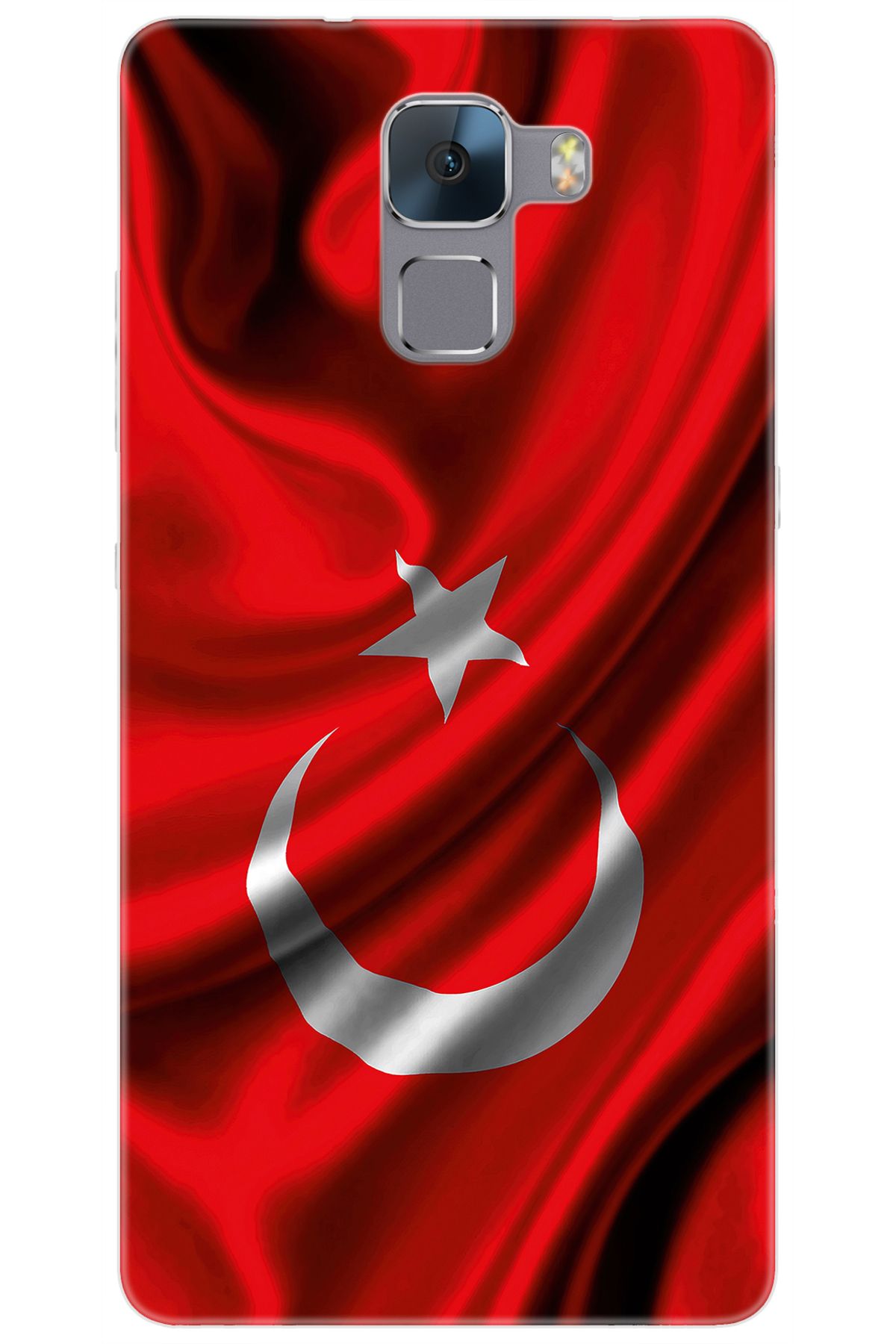 Ceppare Huawei Honor 7 (PLK-L01) Uyumlu Kılıf Desenli Silikon Dalgalı Türk Bayrağı STK:369 CP-G0xaahp