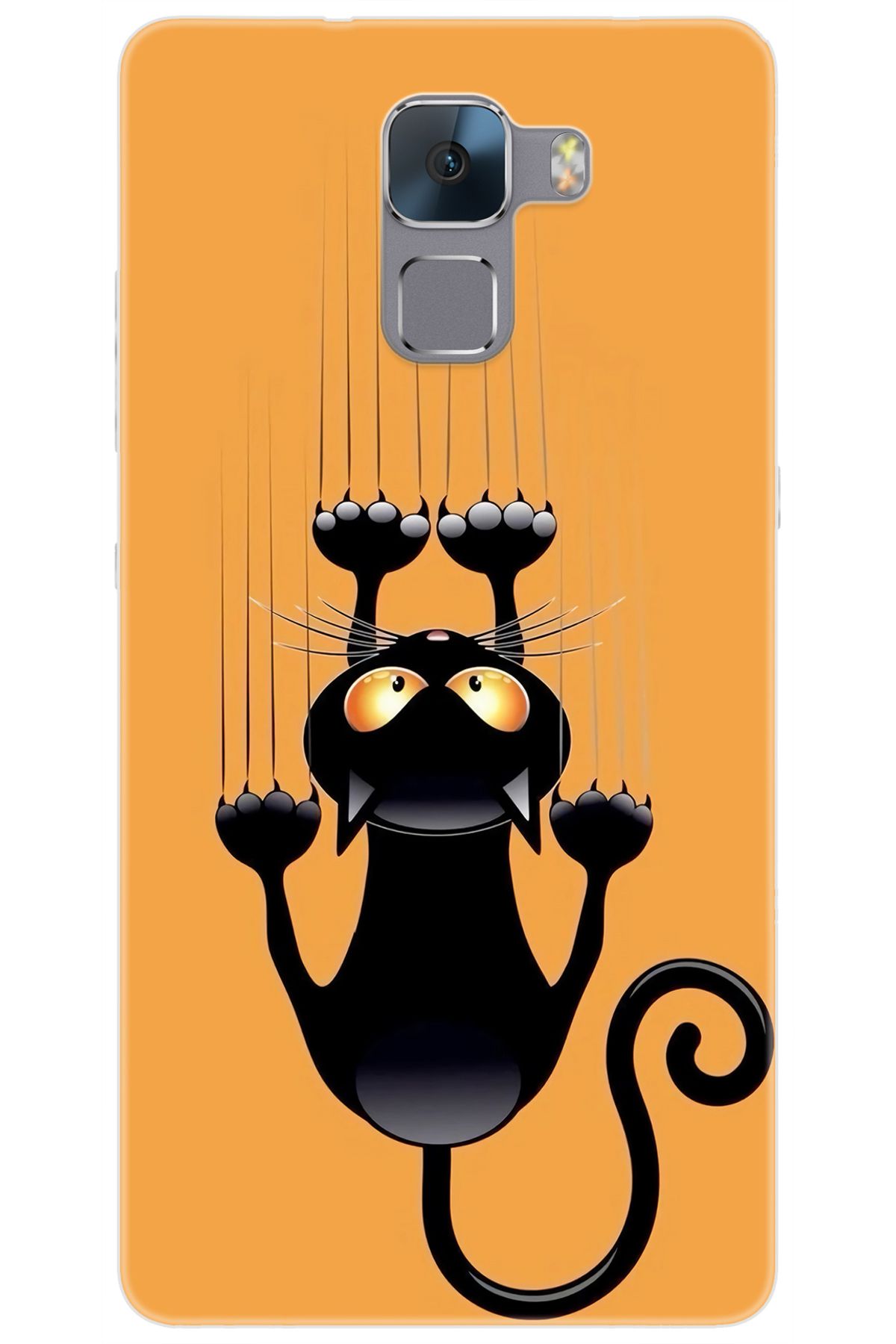 Ceppare Huawei Honor 7 (PLK-L01) Uyumlu Kılıf Desen Baskılı Silikon Kara Kedi STK:734 CP-Xn5vObl