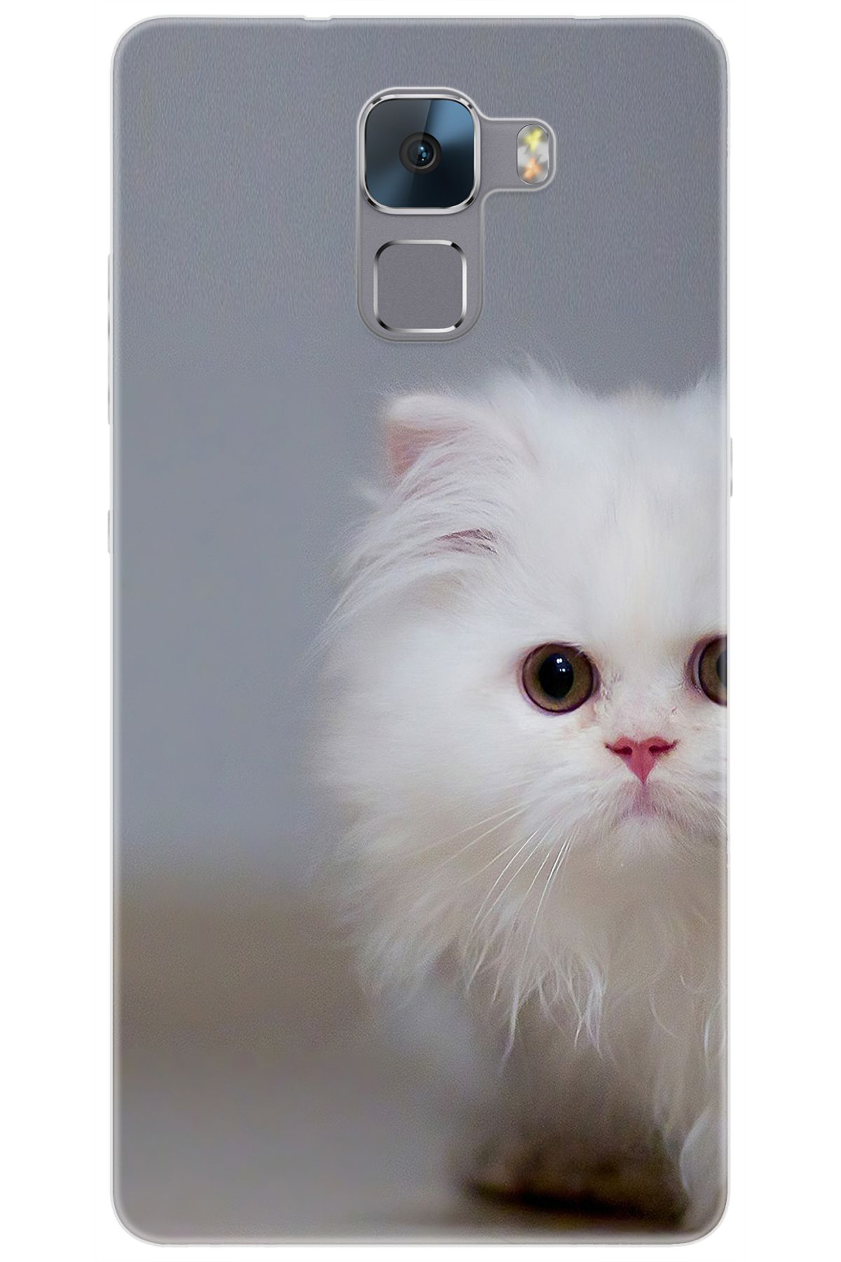 Ceppare Huawei Honor 7 (PLK-L01) Uyumlu Kılıf Desen Baskılı Silikon Beyaz Kedi STK:139 CP-9p5WmeQ