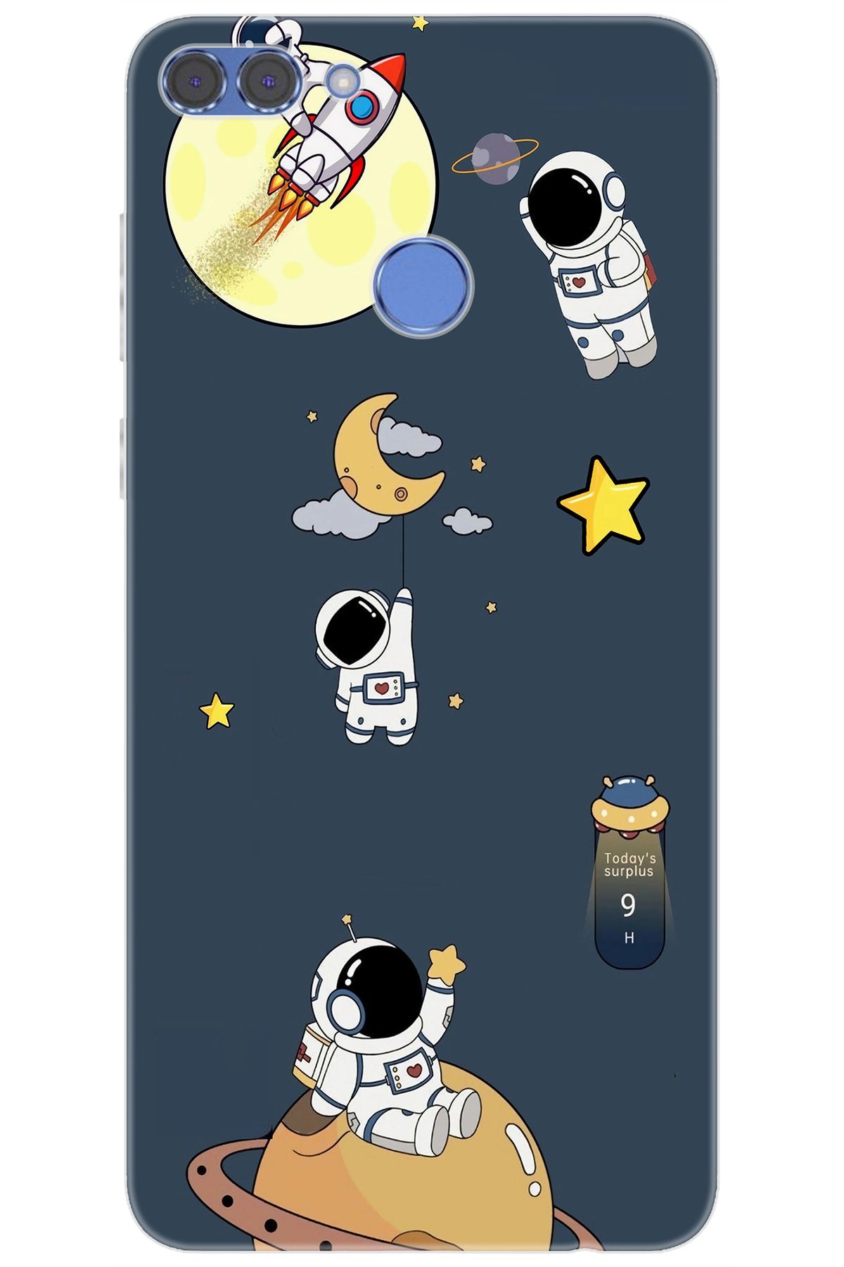 Ceppare Huawei Y9 2018 (FLA-LX1/LX2) Uyumlu Kılıf Desen Baskılı Silikon Astronot Serisi STK:725 CP-7MwiFRF