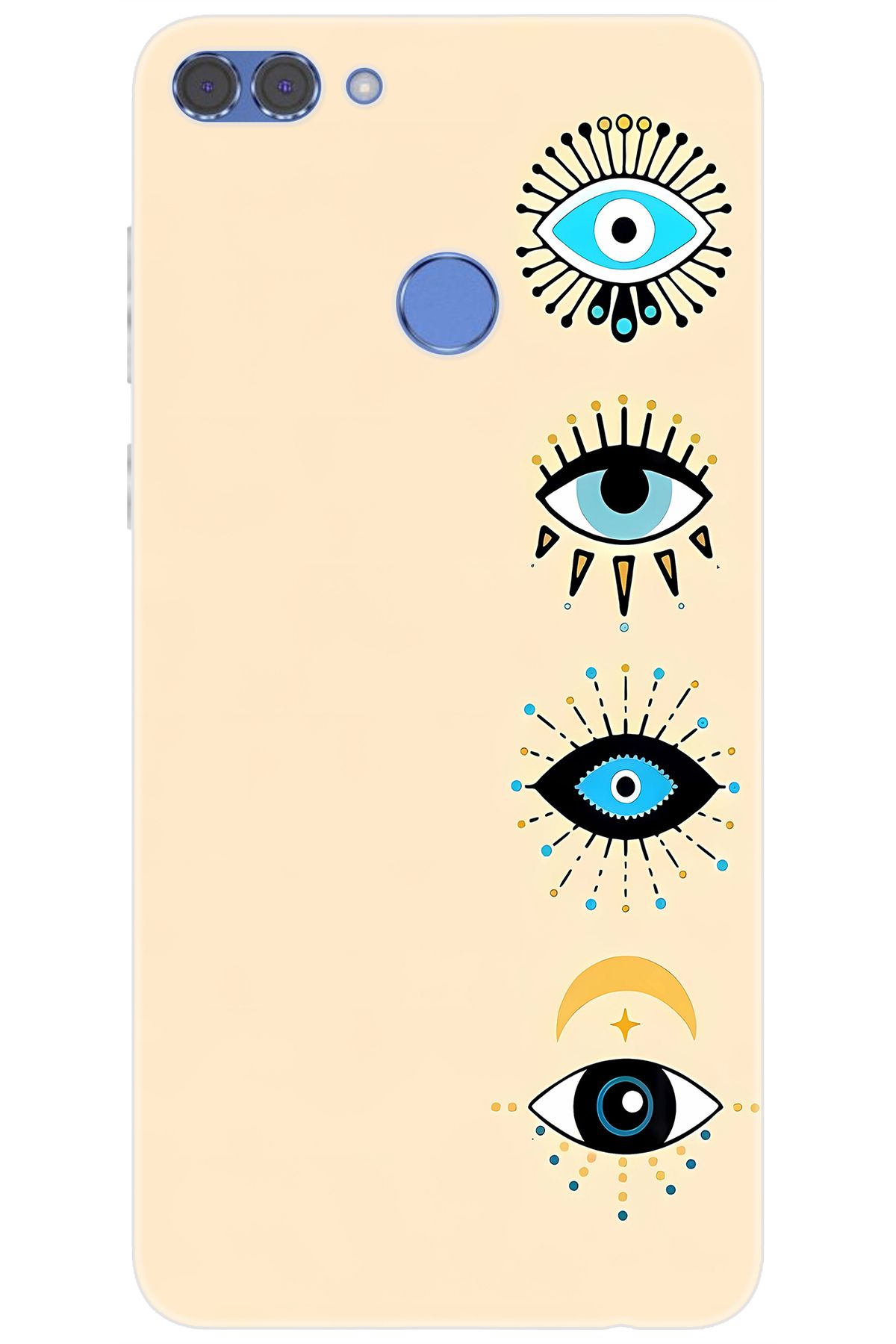 Ceppare Huawei Y9 2018 (FLA-LX1/LX2) Uyumlu Kılıf Desen Baskılı Silikon Nazar Gözler STK:742 CP-qfg5hsA
