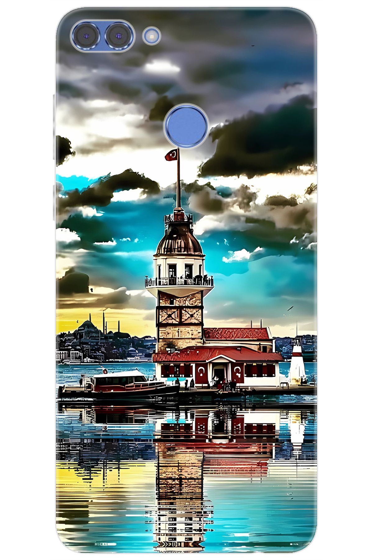 Ceppare Huawei Y9 2018 (FLA-LX1/LX2) Uyumlu Kılıf Desen Baskılı Silikon Kız Kulesi STK:692 CP-QZAQAuO