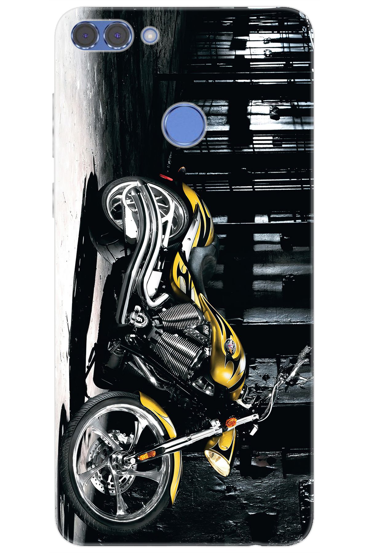 Ceppare Huawei Y9 2018 (FLA-LX1/LX2) Uyumlu Kılıf Desen Baskılı Silikon Motorcycle STK:297 CP-WtHjqho
